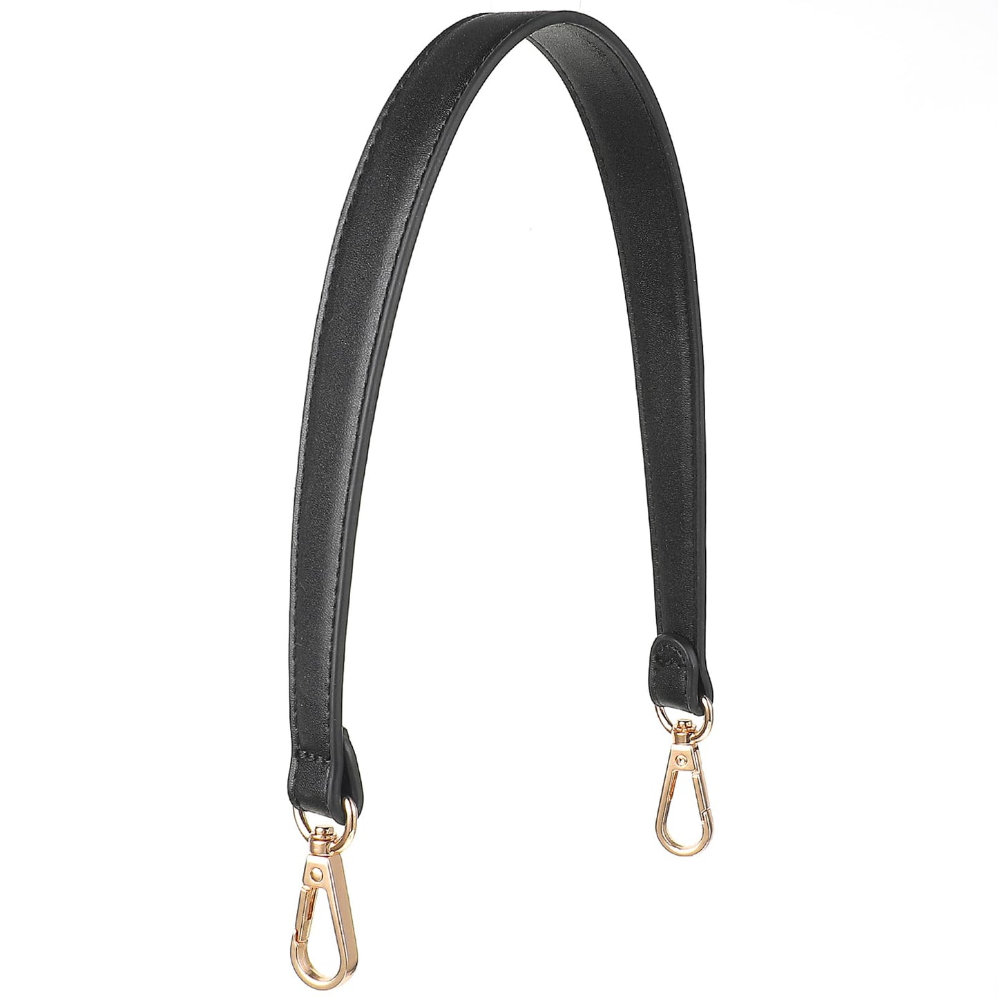 GEEHUA Black Short Handbag Handle Strap, PU Leather Purse Handle 49cm Short Purse Strap Replacement with Swivel Clasps for Wallet Tote Purse Handbag