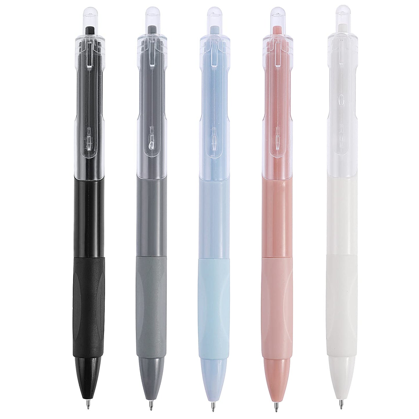 Giantree Retractable Gel Pens, 5 Pcs 0.7mm Color High Capacity Black Ink Smooth Writing Quick-drying Gel Ink Pens for School Office Supplies