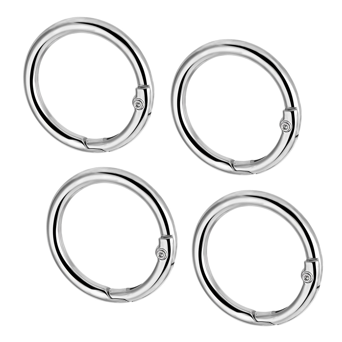 IANFAN Pack of 4 Round Carabiner Ring, Carabiner Spring Key Ring for Key Chain, Backpack, Handbag, DIY Craft Accessories