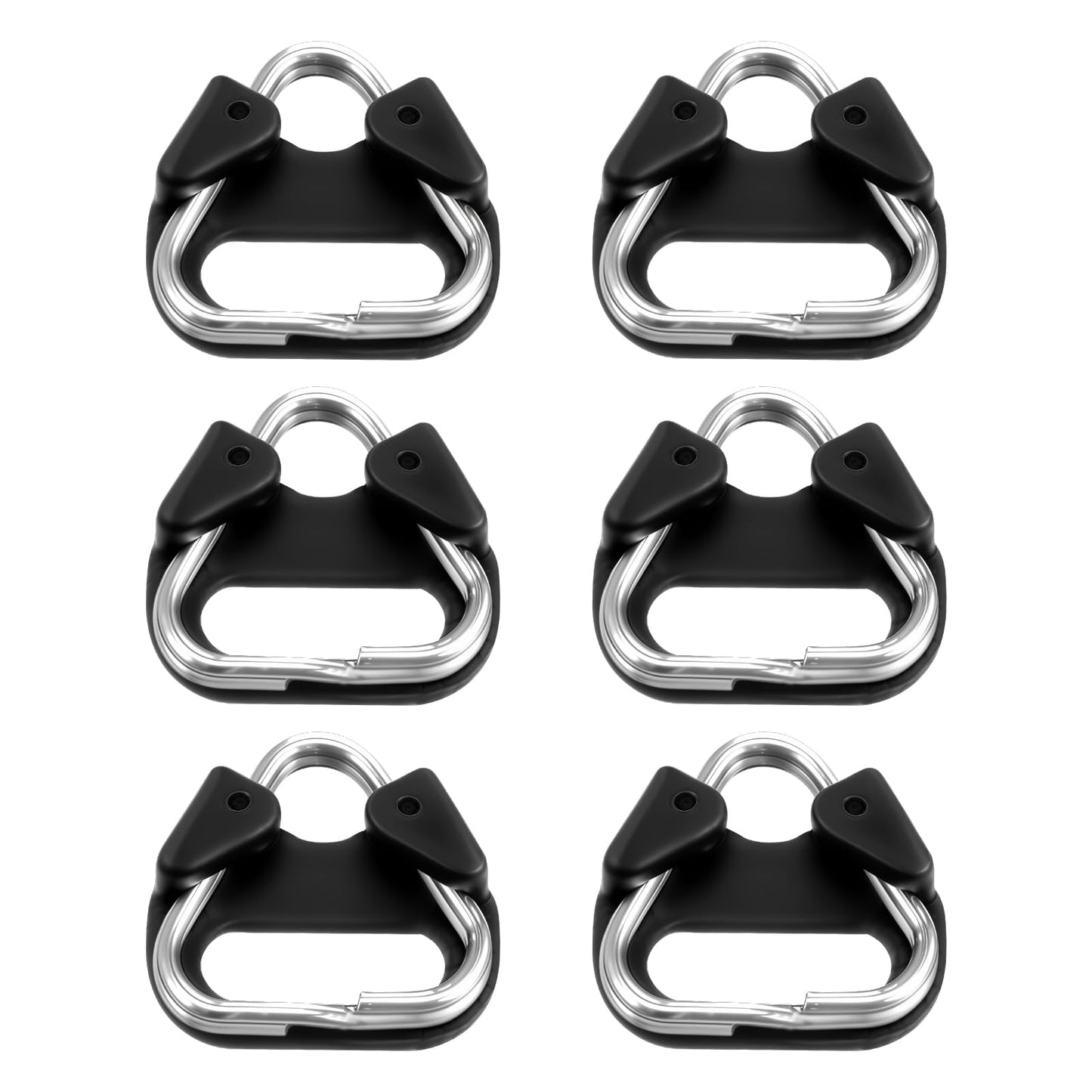 Yuanchu 6Pcs Stainless Steel Triangle Split Rings, Compatible Camera Strap Adapter Hook Lug Ring with Plastic Cap for Cameras Shoulder Strap Belt Hook Lanyard, Silver, Black, S