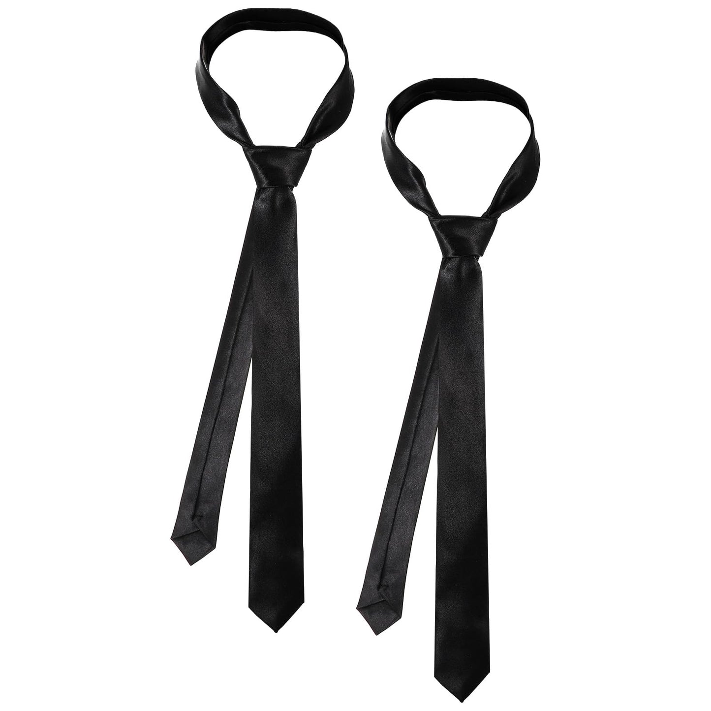 WJIAAA 2 Pieces Black Tie Women's Tie Costume Black Tied Slim for Wedding Graduation Show