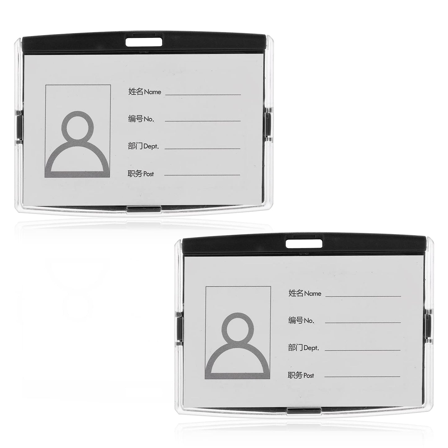 TIESOME 2PCS Horizontal ID Badge Holder, Lanyard Clear Holder Hard Badge Holder Protector Holder for Credit Card Protection Clear Card Holder 3.85 x 2.44in Inch Business ID Card Holder Blue