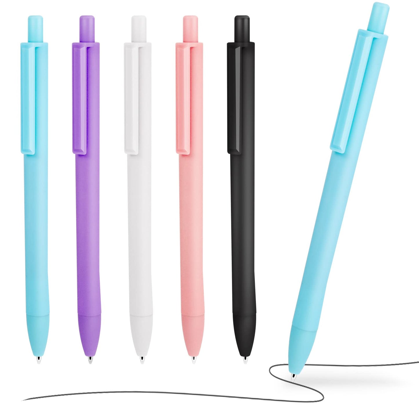 TIESOME Cute Ballpoint Pens, 5Pcs 0.5mm Retractable Gel Ink Pens Black Ink Smooth Writing Pens for School Office Gift Supplies Color Barrel
