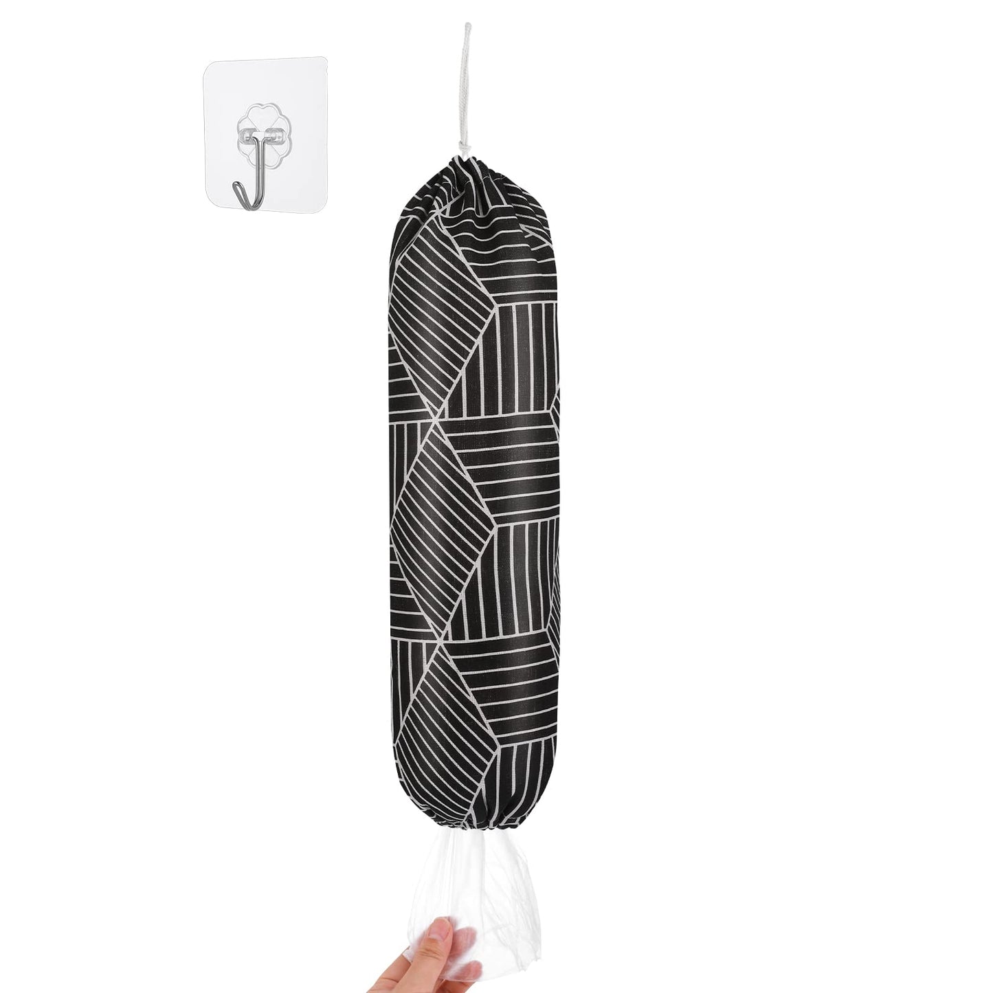 cobee Plastic Bag Holder Organizer, Large Grocery Bag Storage Dispenser Washable Plastic Bag Organizer Reusable Shopping Bag Trash Bag Dispenser for Home Kitchen Cabinet(Black)