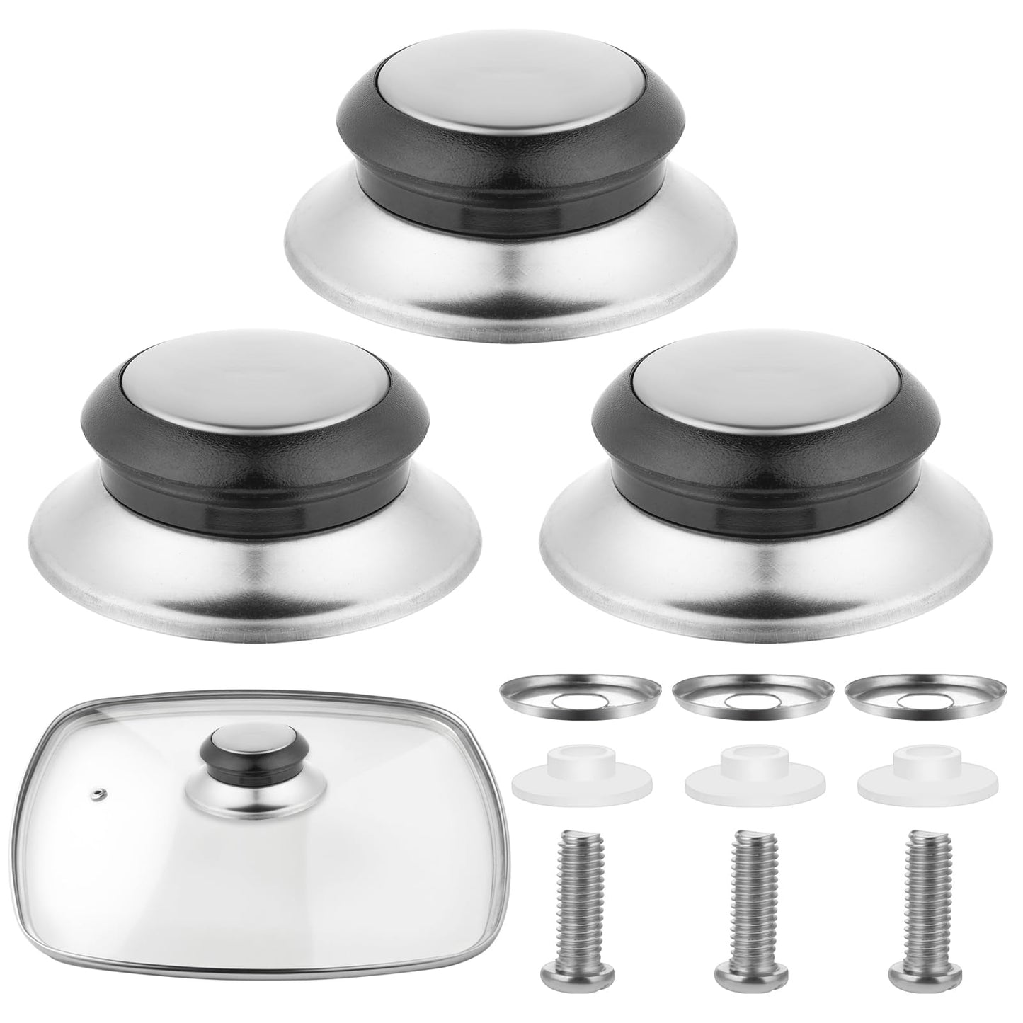 simarro 3Pcs Universal Pot Lid Knob, Replacement Pot Lid Knob Heat Resistant Pot Lid Replacement Handle Lid Knob for Pot Lid Stainless Steel Pan Lid Cover Knobs for Cookware Pot Lid Handle
