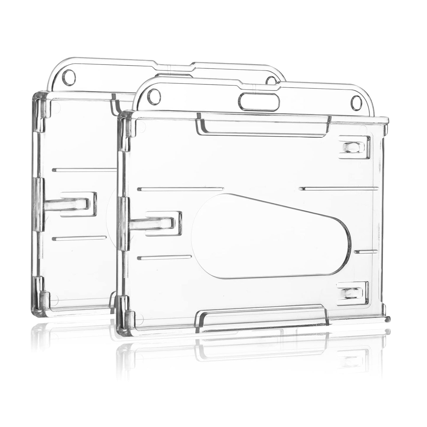 Molain ID Card Badge Holder, 2 Pieces Clear Badge Holders Hard Plastic Card Holder ID Credit Card Protector with Thumb Slot, 9 x 5.8 cm