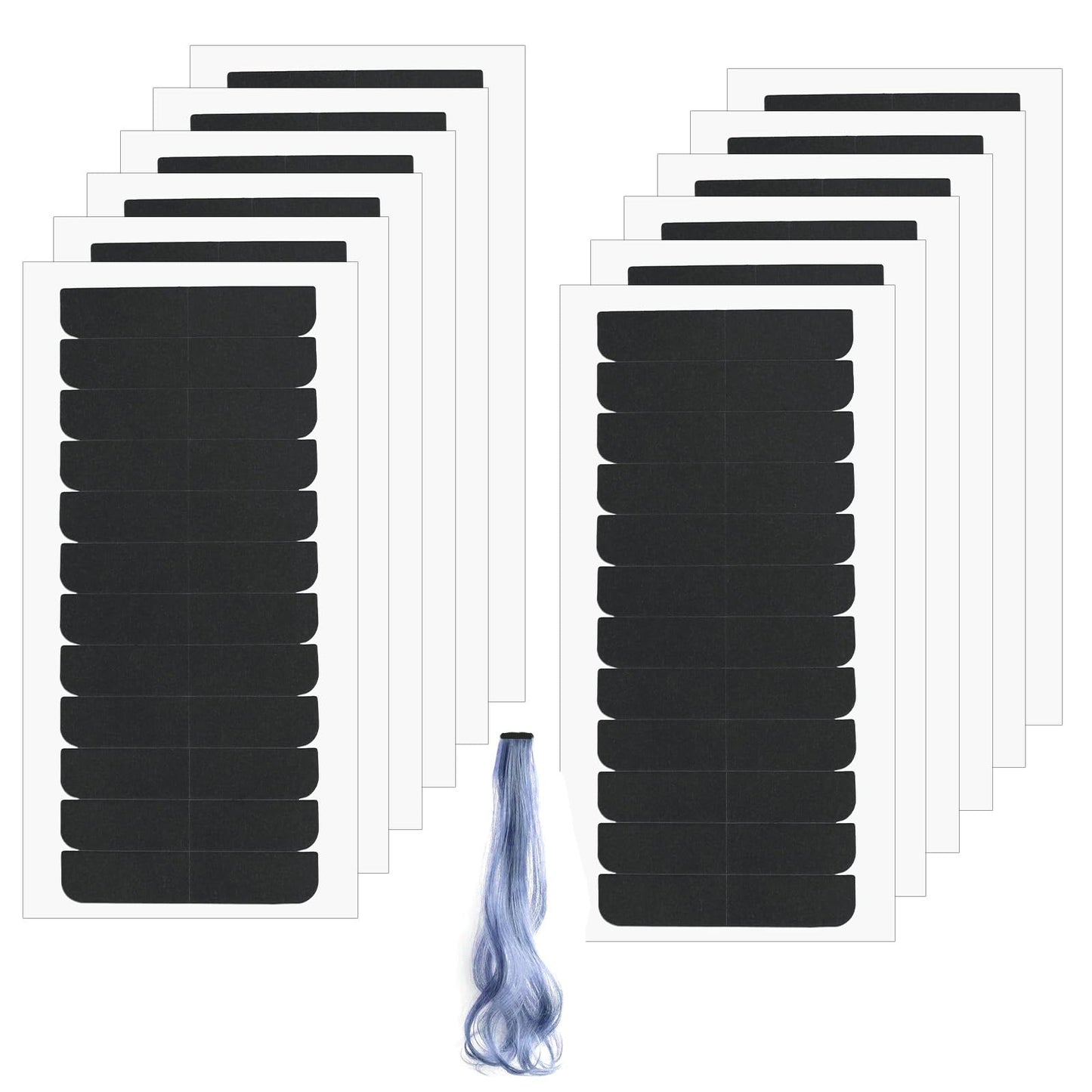 LXUEJIE 144 PCS Hair Extension Tape Replacement, Black Double Sided Hair Extension Tape Invisible Waterproof Adhesive Replacement Tape for Hair Wig Tape Beauty Tools