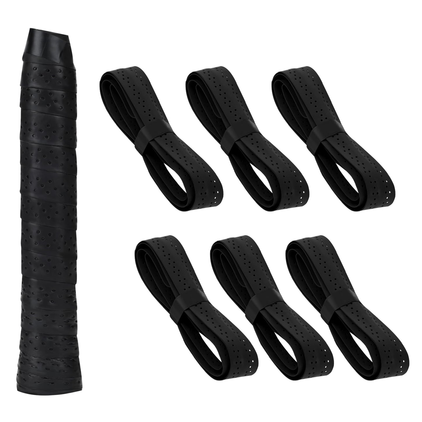 Giantree Badminton Racket Grip Tape, 6 Pack Multicoloured Anti-Slip Tennis Racket Grip Tape, Quick Drying Self-Adhesive Tennis Overgrips Tape for Tennis Racket Badminton Squash(black)