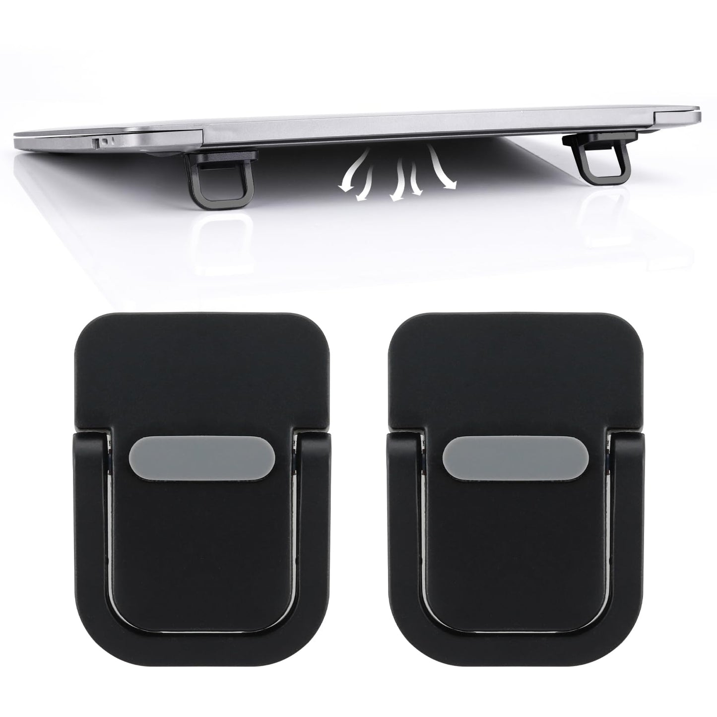 Giantree 2 Pcs Mini Computer Keyboard Stand for Desk, Portable Keyboard Riser, Invisible Laptop Stand, Self-Adhesive Keyboard Riser Feet for Most Keyboards(Black)