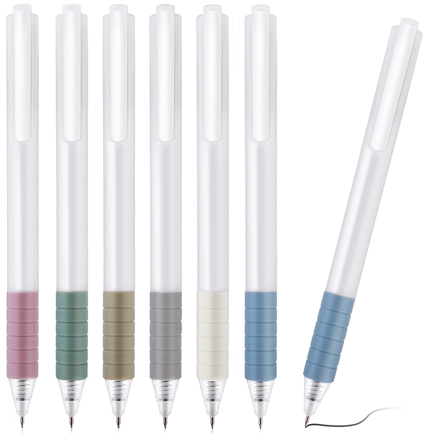 cobee Retractable Ballpoint Pens with Soft Grip, 6 Pcs 0.5mm Gel Ink Pens Fine Point Pen Black Ink Writing Pens Smooth Writing Gel Pen for Office School Supplies