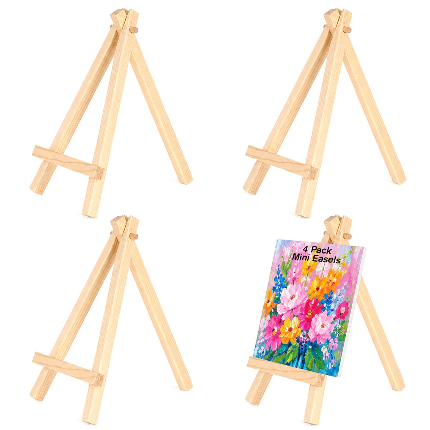 SULIKJHUI 4 Pcs Small Wooden Easel, Natural Wood Tabletop Holder