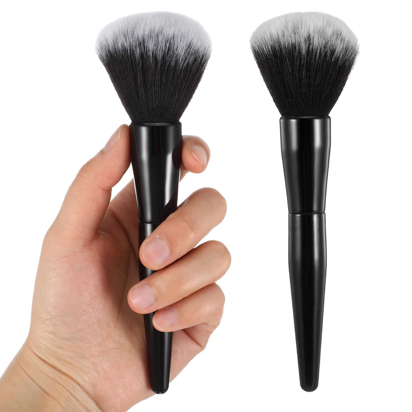 WJIAAA Pack of 2 Large Powder Brush, Foundation Brush, Powder Brush, Make-Up Brush, Blush Brush, Contour Brush, Cosmetic Brush Set for Bronzer, Blush, Blush, Blending Concealer Foundation