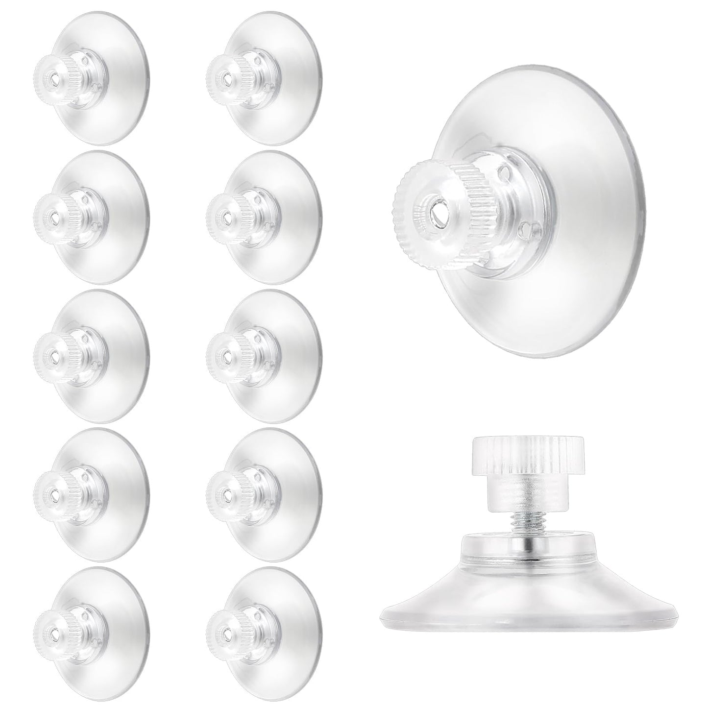 Giantree 8 Pcs Suction Cups, 30mm Clear Suction Pads Plastic Sucker Pads with Metal Screw Nut Suction Holder for Glass Mirror Window Wall Door Table Top and Other Smooth Flat