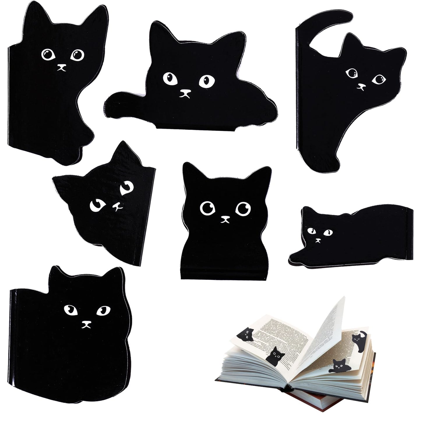 simarro Magnetic Bookmarks, 6/7 Pieces Assorted Cute Bookmarks Set for Teachers Students Book Lovers Reading Cute Cat Magnet Page Markers for School Office Home Supplies (7Pcs-A)