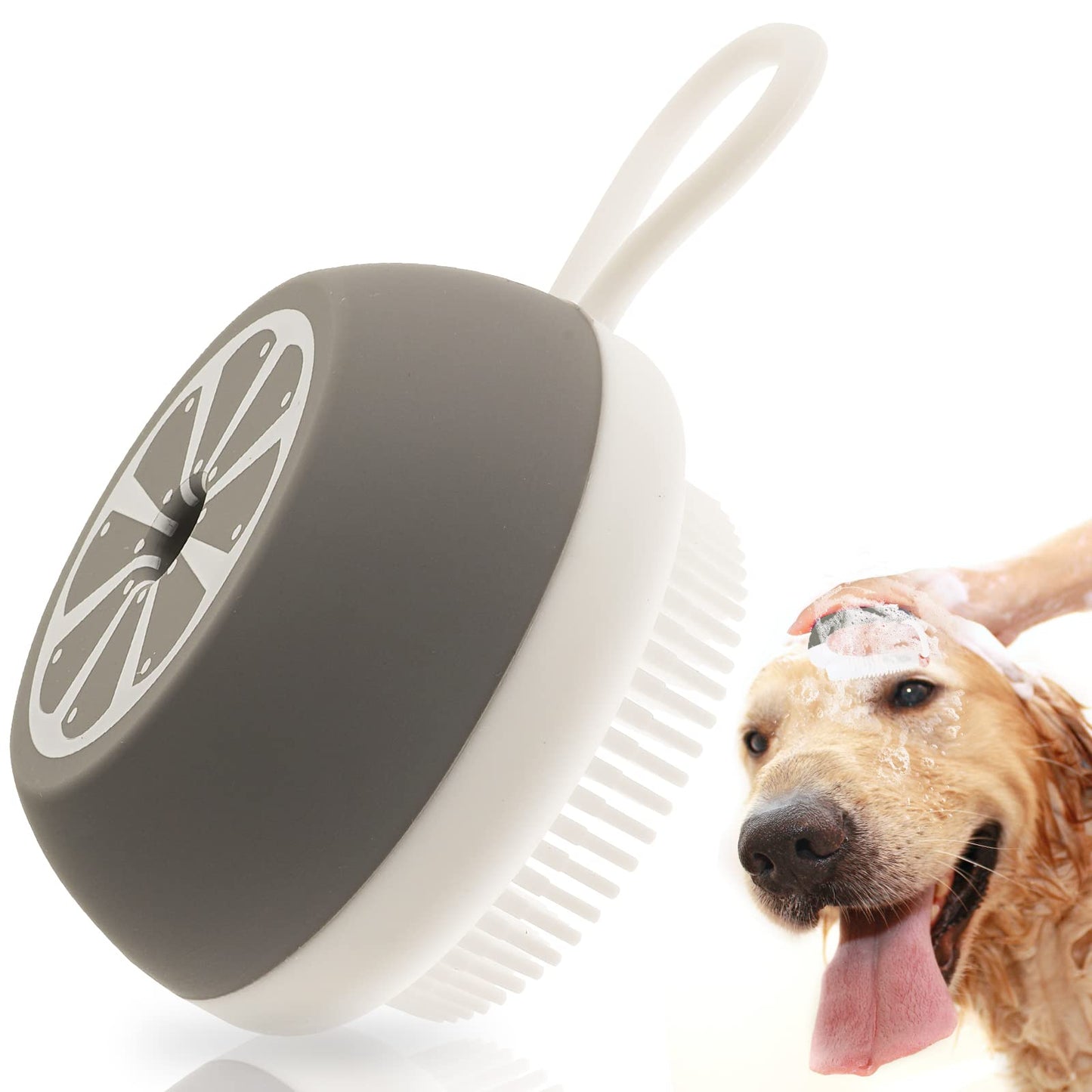 Cobee Silicone Dog Bath Brush, Soft Pet Grooming Brush Cat Dog Shampoo Brush Massage Fur Cleaning Scrubber Pet Bath Tool Shower Brush for Long Short Hair Pet(Grey)