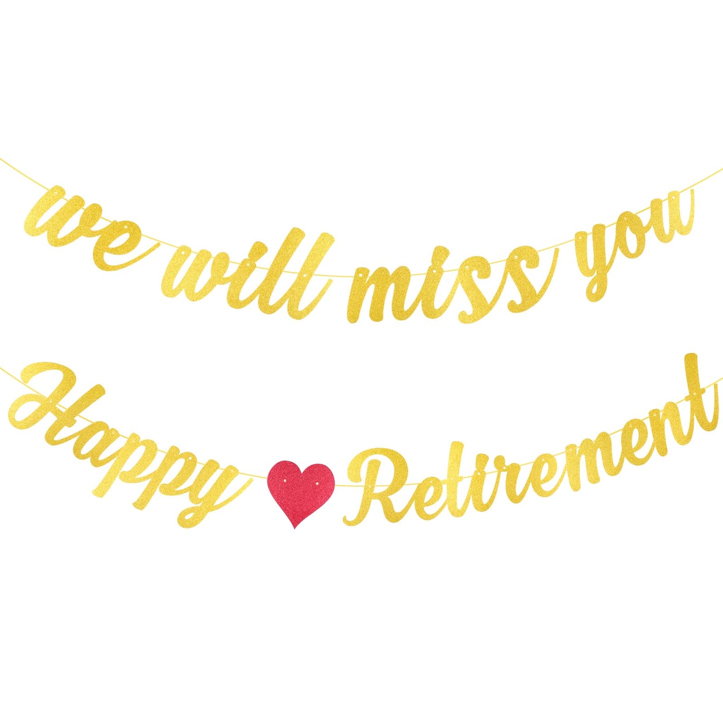 AOZUO Retirement Decoration, Retirement Decoration, Retirement Happy Retirement Banner Retirement Party Decorations We Will Miss You Decorative Gold Glitter In Lettering Strand for Women Men