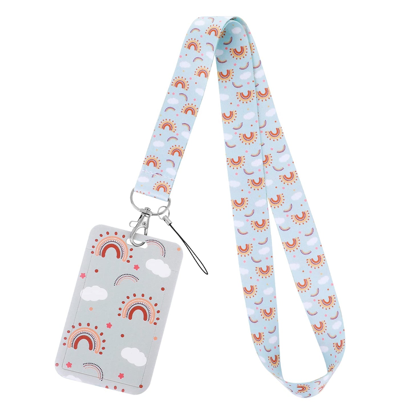 TIESOME Rainbow Badge Holder Lanyard with Clip Clasp, Bohemia Style Neck Strap with ID Card Case for Keys, Tickets, Office, School Supplies