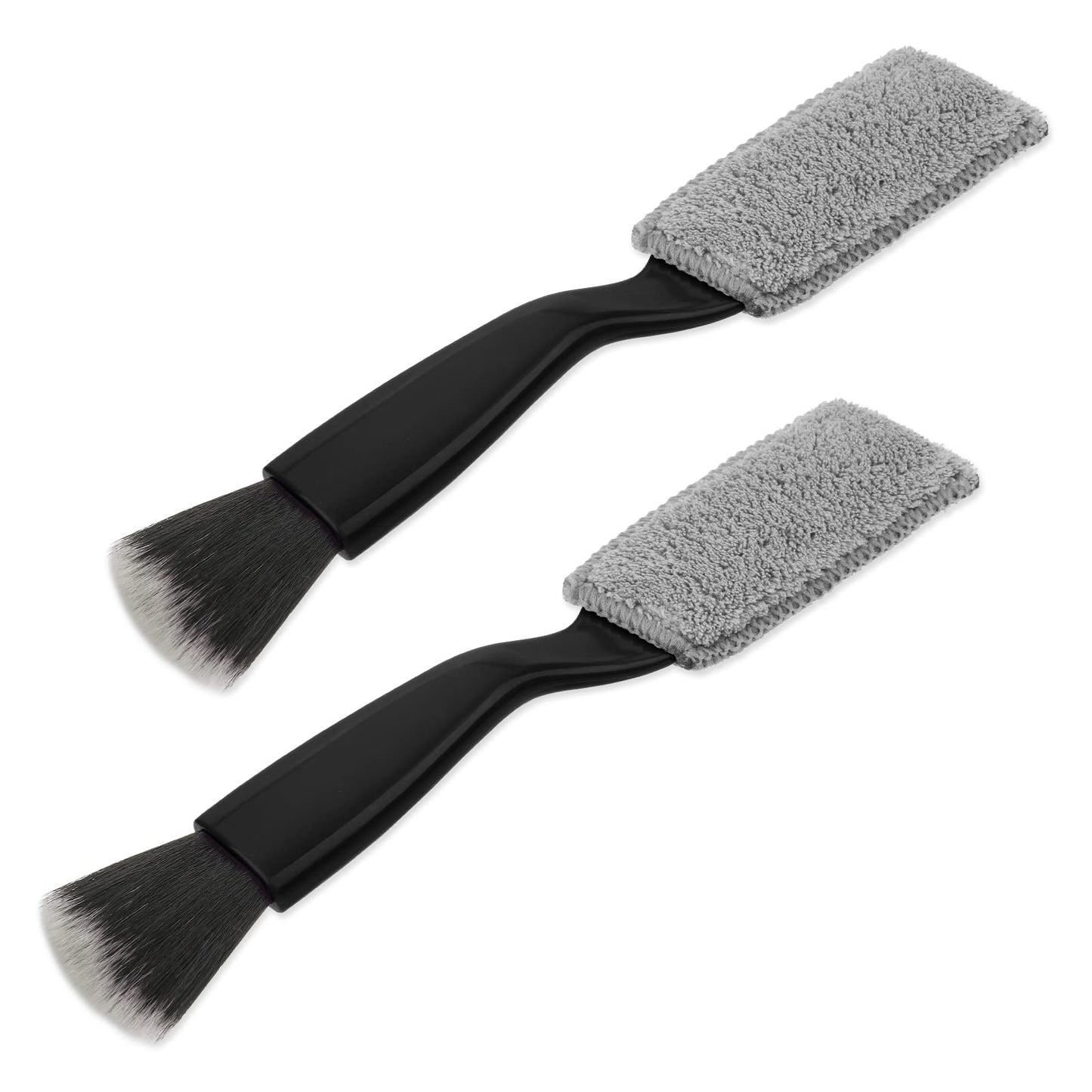 cobee Double Head Brushes, 2 Packs Car Interior Exterior Detail Dust Brush, 2 in 1 No Scratch Auto Deep Cleaning Tool with Soft Bristles for Car Air Vent Engine Emblems Dashboard Seat Wheel(Black)
