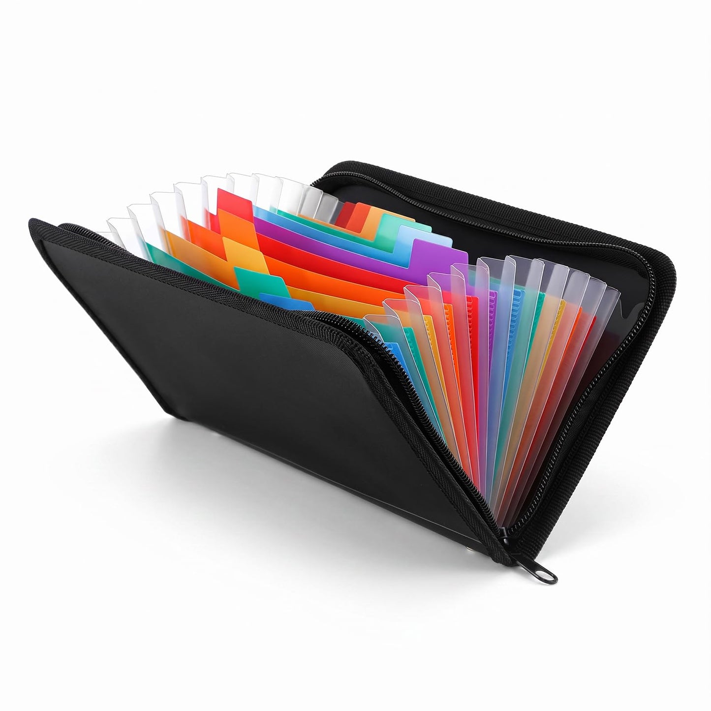 Amabro Expanding File Folder Index Cards A6, Index Card Box A6 Document Folder, Waterproof Document Bag Folder Folio with 13 Compartments and Zip