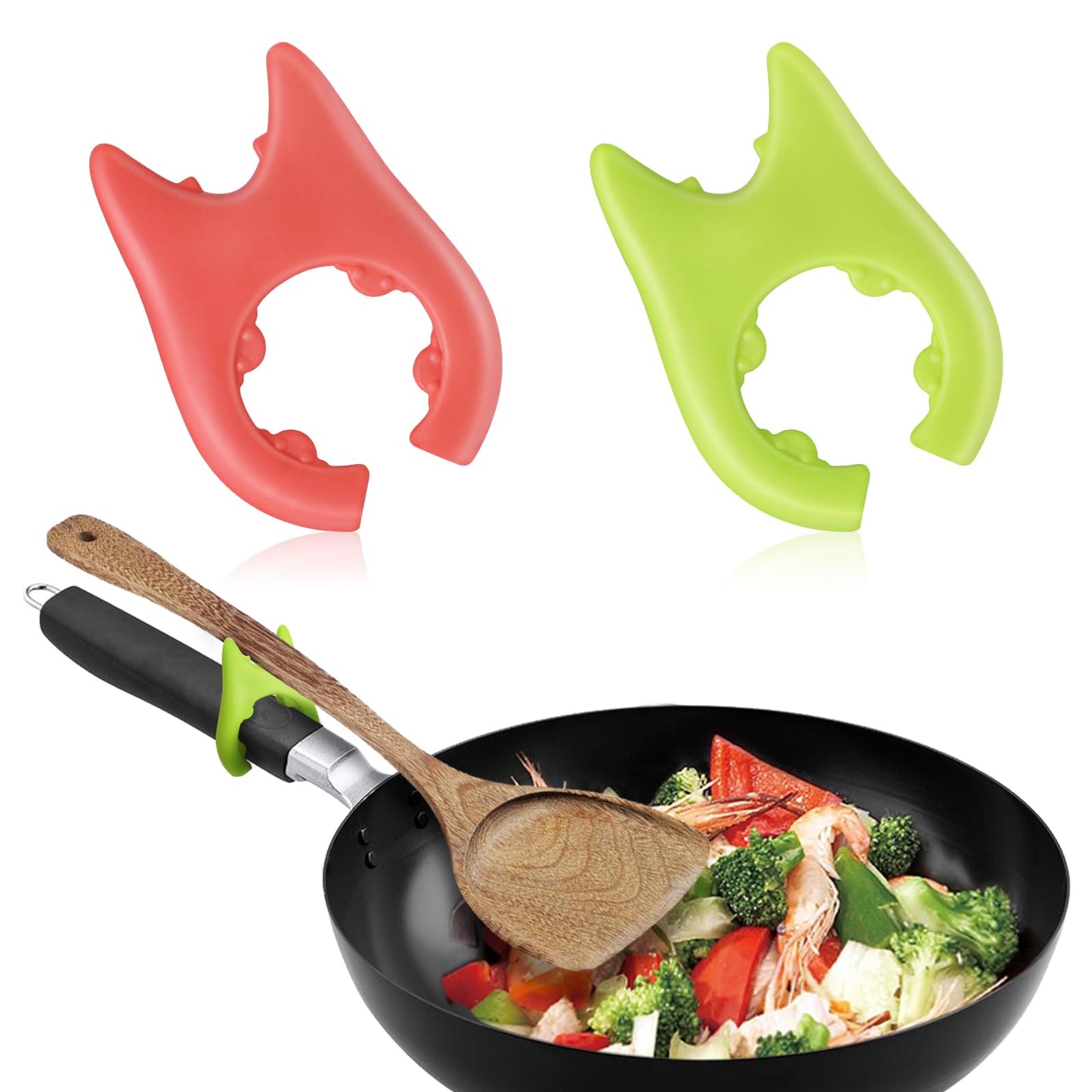 cobee Silicone Spoon Rest, 2Pcs Cooking Spoon Pot Pan Holder Non-Slip Pot Clip Heat Resistance Mini Stove Top Spatula Holder Cute Kitchen Utensil Rest Cooking Gadgets for Kitchen Accessories