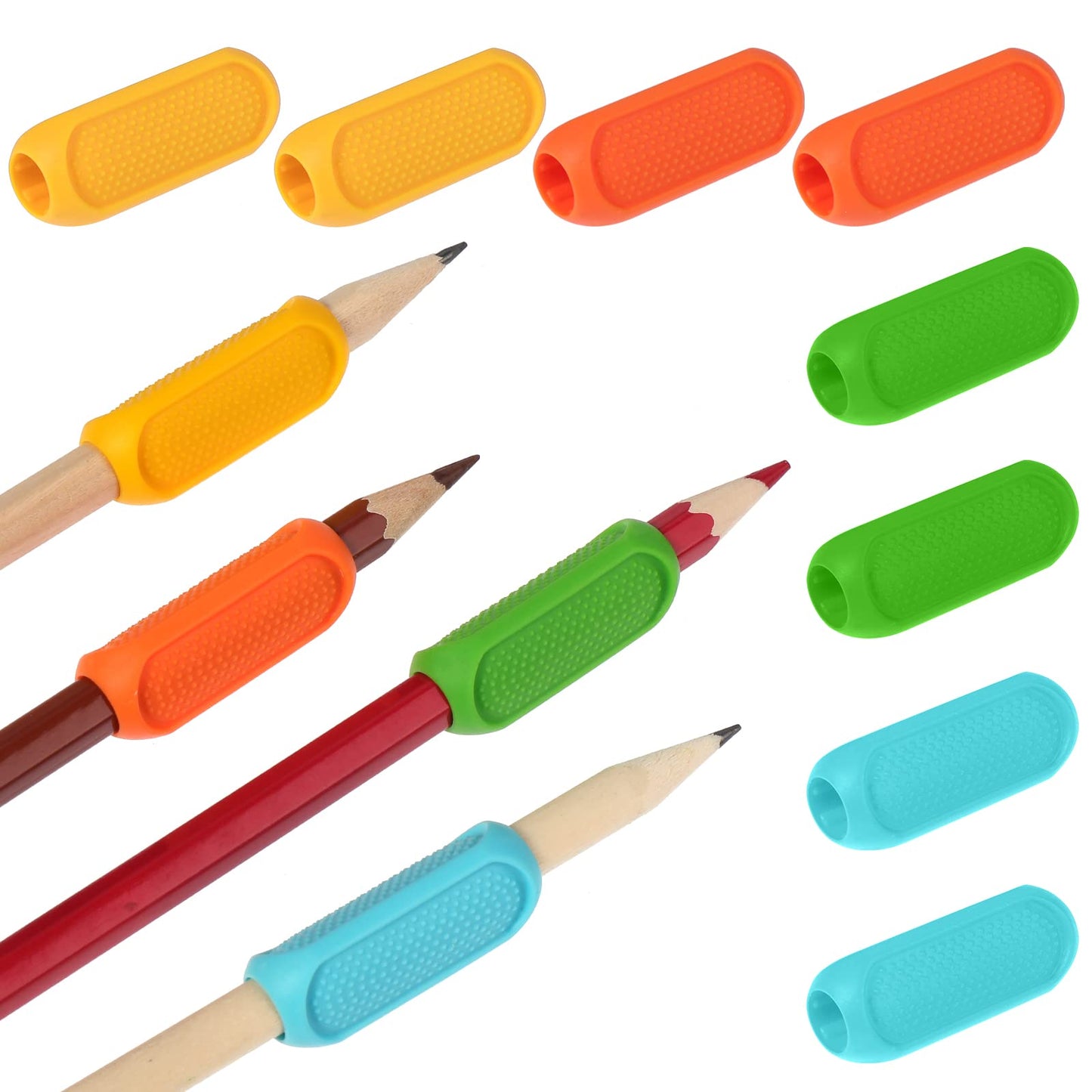 TIESOME 8 Pcs Silicone Pencil Grips, Pencil Grips for Kids Handwriting, Universal Ergonomic Writing Aid Finger Grip Holder Posture Correction for Children Adults Righties and Lefties