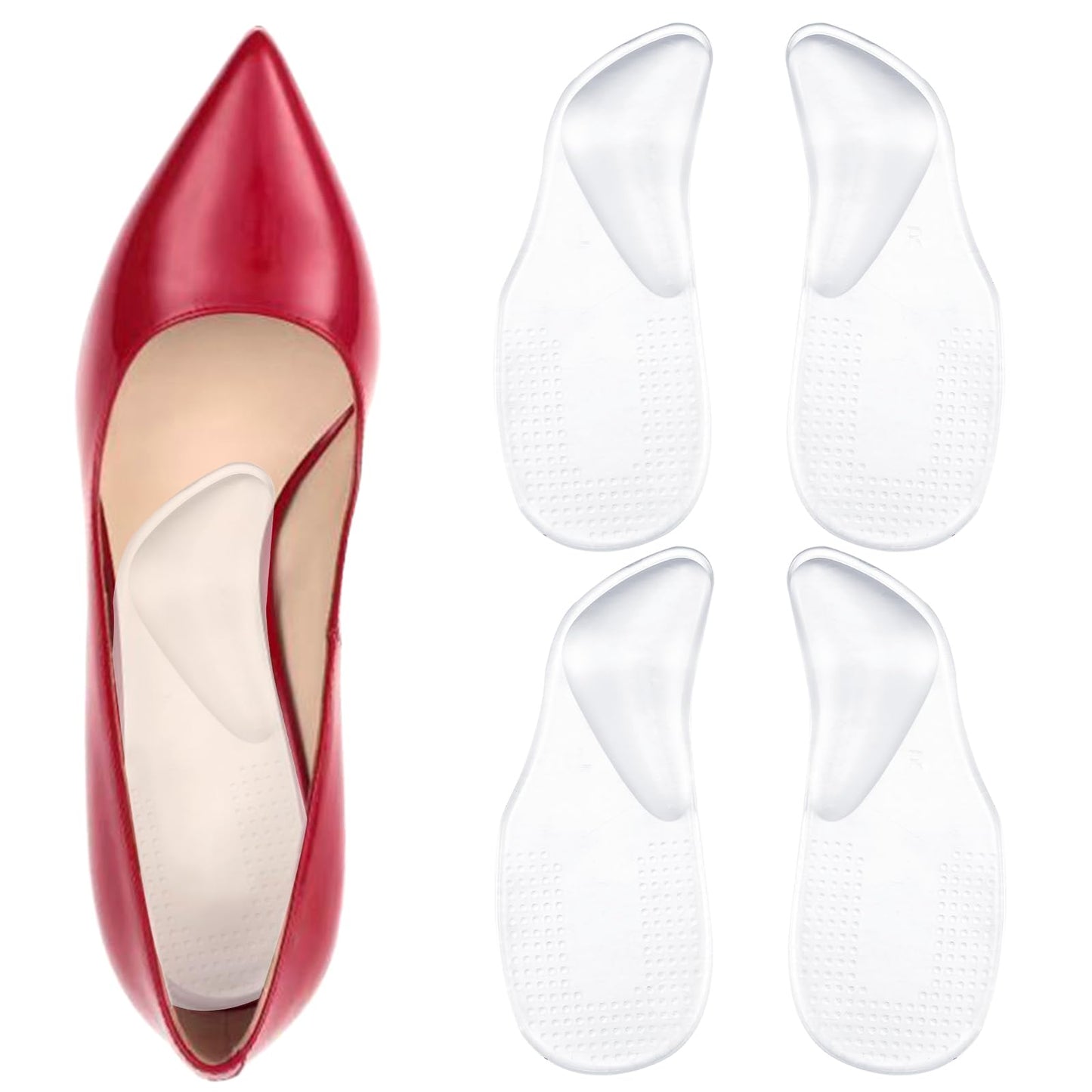 Yuanchu 7mm orthopaedic insoles, 2 pairs of gel shoe insoles, arch support for flat feet, plantar fasciitis, heel spur pads, foot pain, women men, unisex, fits any shoe (large)