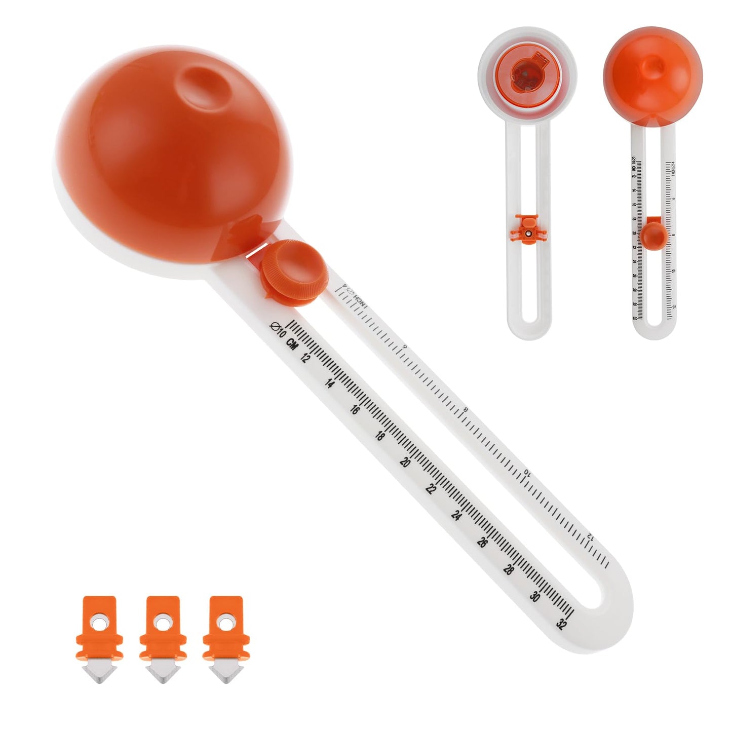 Amabro Circular Paper Cutter with 3 Replaceable Blades, Rotary Craft Circle Cutter Adjustable Paper Trimmer Scrapbooking Tool for Art DIY Crafts Cardstock Card Making 4-12In/100-320mm(Orange)