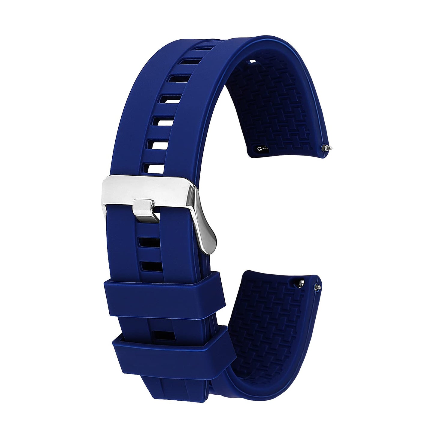 cobee Silicone Watch Bands, Quick Release Soft Rubber Replacement Straps with Silver Buckle Waterproof Silicone Watch Strap for Men Women Sport Watch Bands Smart Phone Watch Straps (22mm Dark Blue)