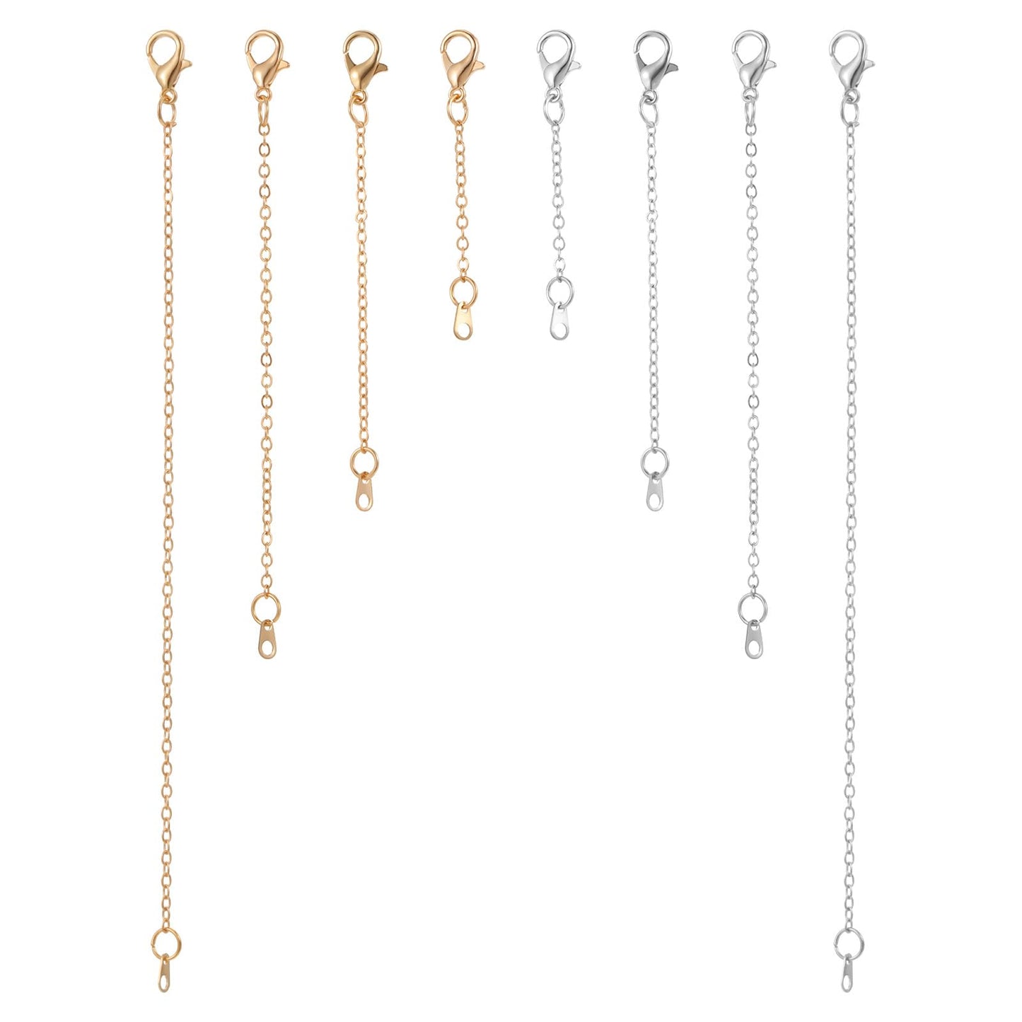 TIESOME 8 PCS Necklace Extender Chain, 2/4/6/8 in Gold & Silver Premium Chain Extenders for Necklaces Bracelet Delicate Extension Bracelet Extender for Women Jewelry Crafts Making