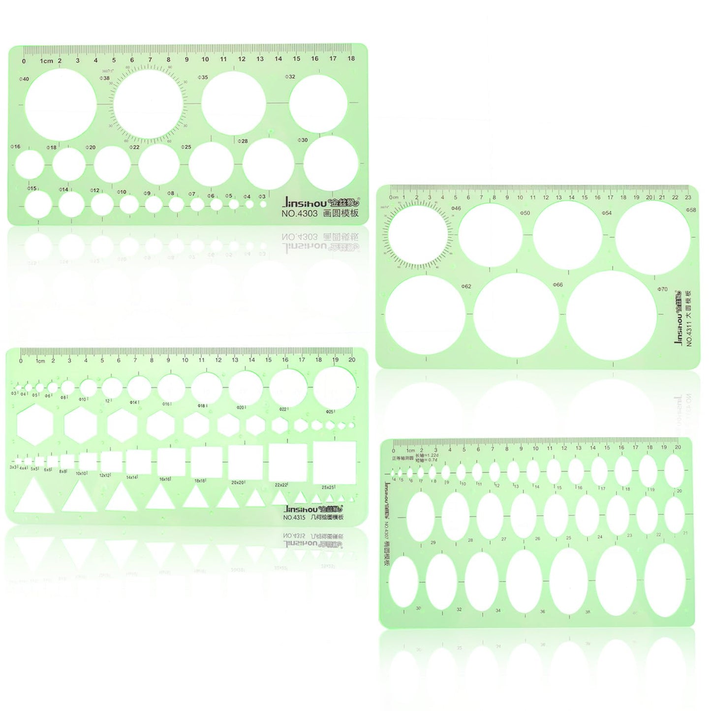 Giantree 4 Pieces Circle Template for Drawing, Measuring Rulers Circle Stencil, Circle Templates Geometric Drawings Template Artist Design Drawing Aid Tool for Art Office and School(Green)
