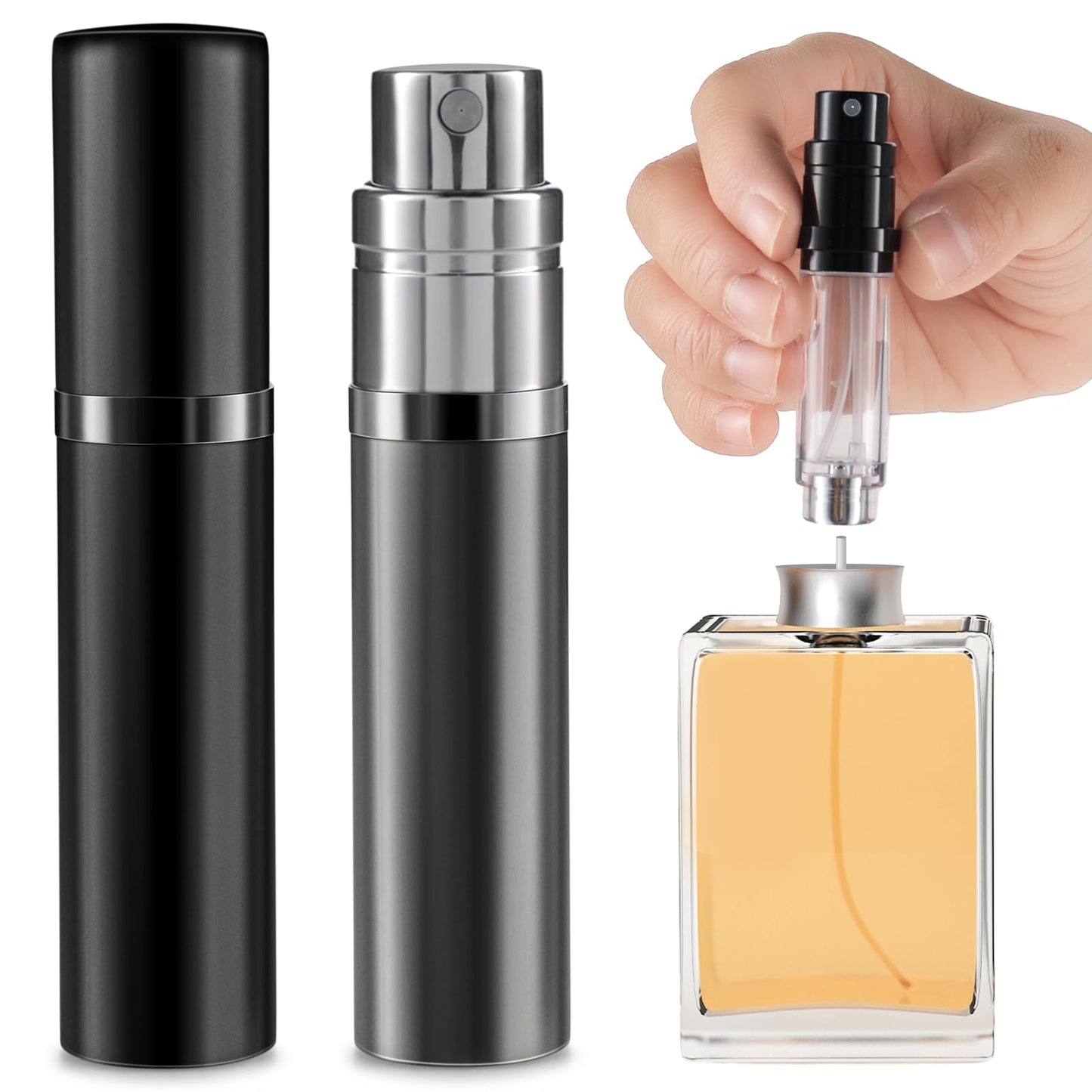 Bewudy 2Pcs Travel Perfume Atomizer Bottle Refillable, 5ml/0.2oz Mini Travel Size Perfume Atomiser Refillable, Pocket Perfume Dispenser Portable Atomiser Spray