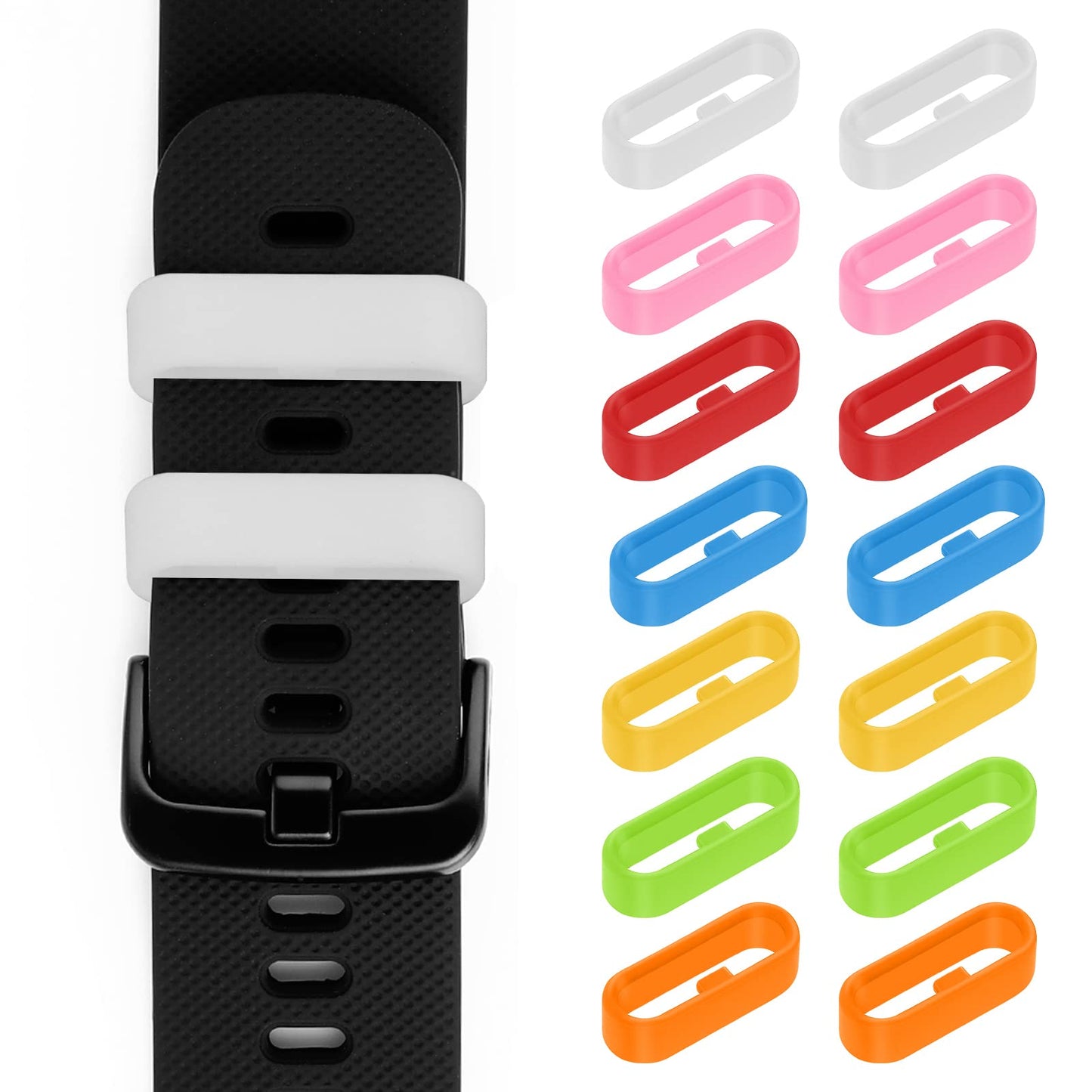 cobee Watch Strap Loop, Silicone Watch Strap Rings, 10pcs Black Replacement Watch Band Loops, Watch Band Keeper Retainer Fastener Rings Parts, Watch Band Holder for Smart Sport Watch (20mm, 7 Colors)