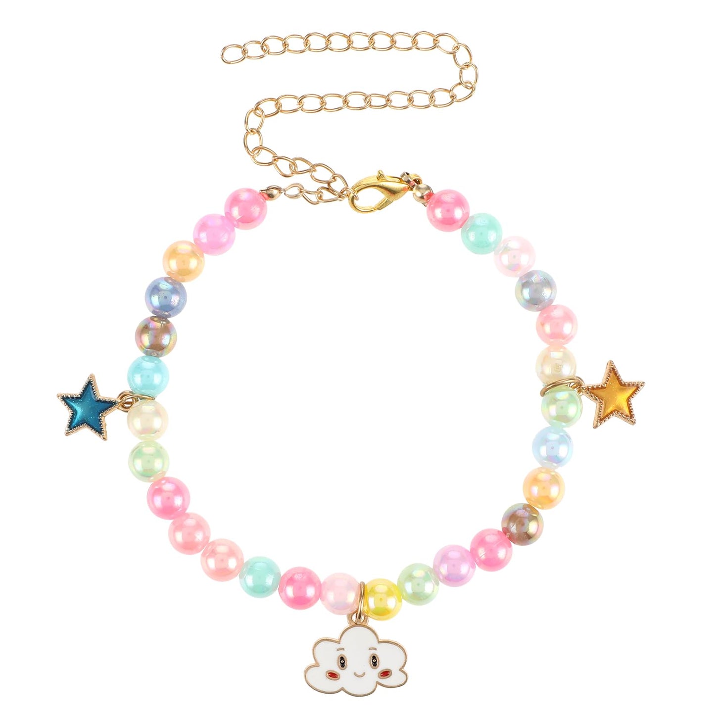 Amaxiu Small Dog Cat Pearl Collar, Adjustable Dog Necklace Cat Neck Strap Dog Accessories Cat Collars for Girl Cats Puppy(Gradient Color)