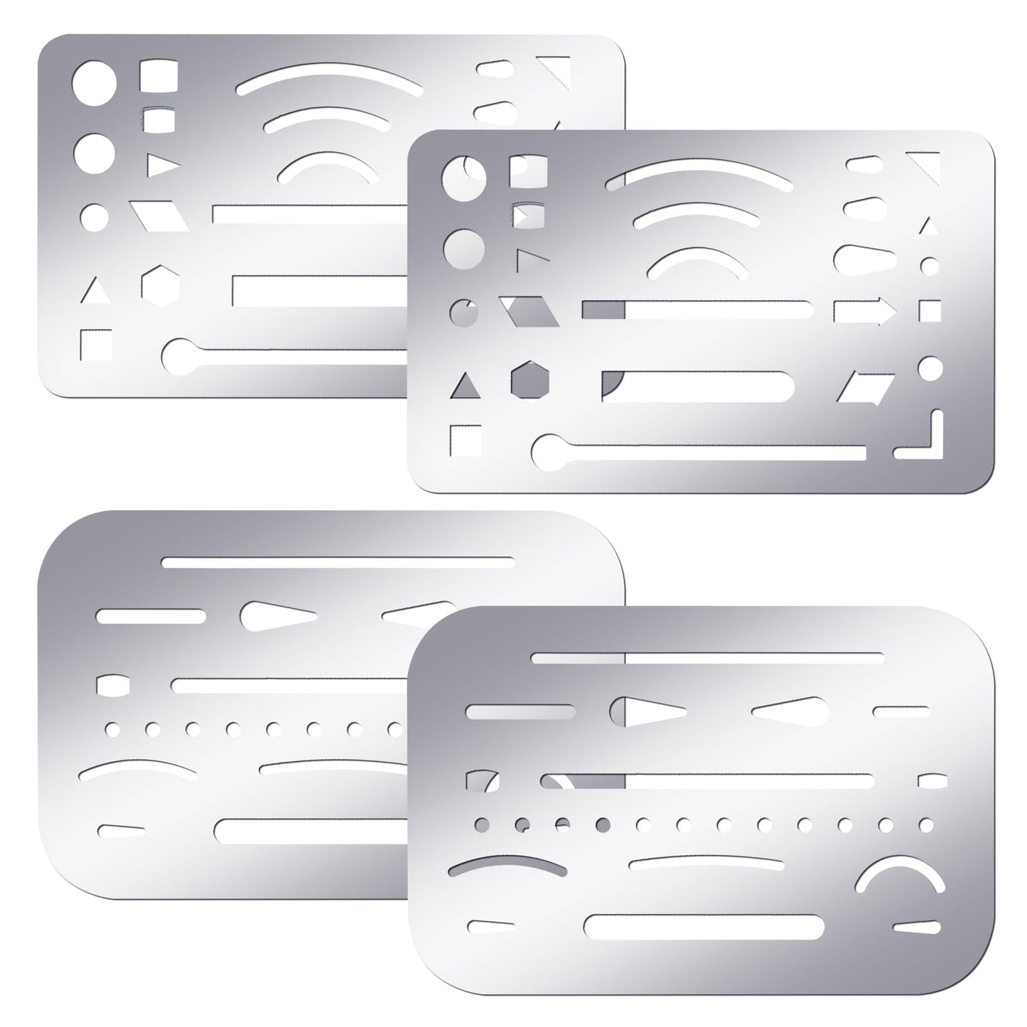 TIESOME 4 Pcs Erasing Shield Stainless Steel Drawing Template Shield Drafting Tools Metal Eraser Shield Tool Drafting Tools for Mechanical Drawing Engineering Design