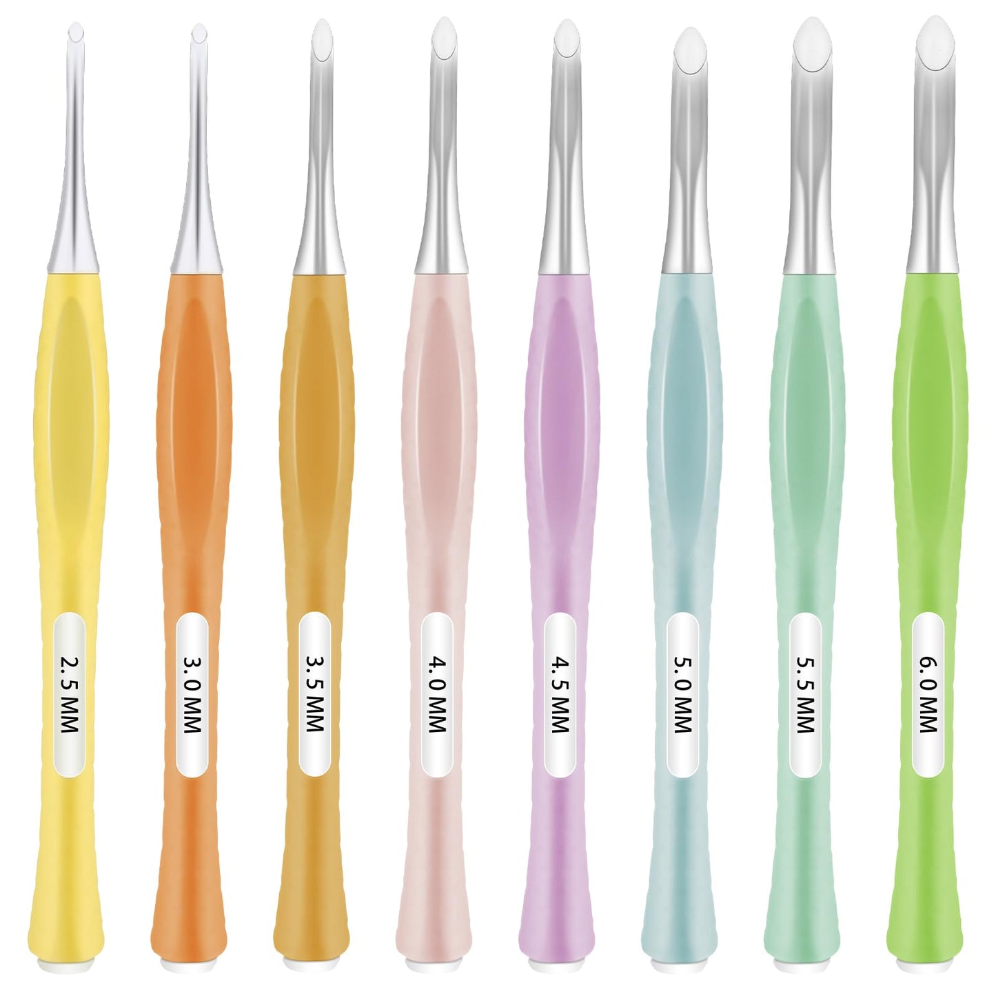 Andibro 8Pcs Crochet Hooks Set, Ergonomic Non Slip in-line Crochet Hooks Beginners Crochet Needle Set Soft Grip Crochet Hooks for Hat Gloves Scarf Knitting DIY 2.5mm-6mm(C-J)