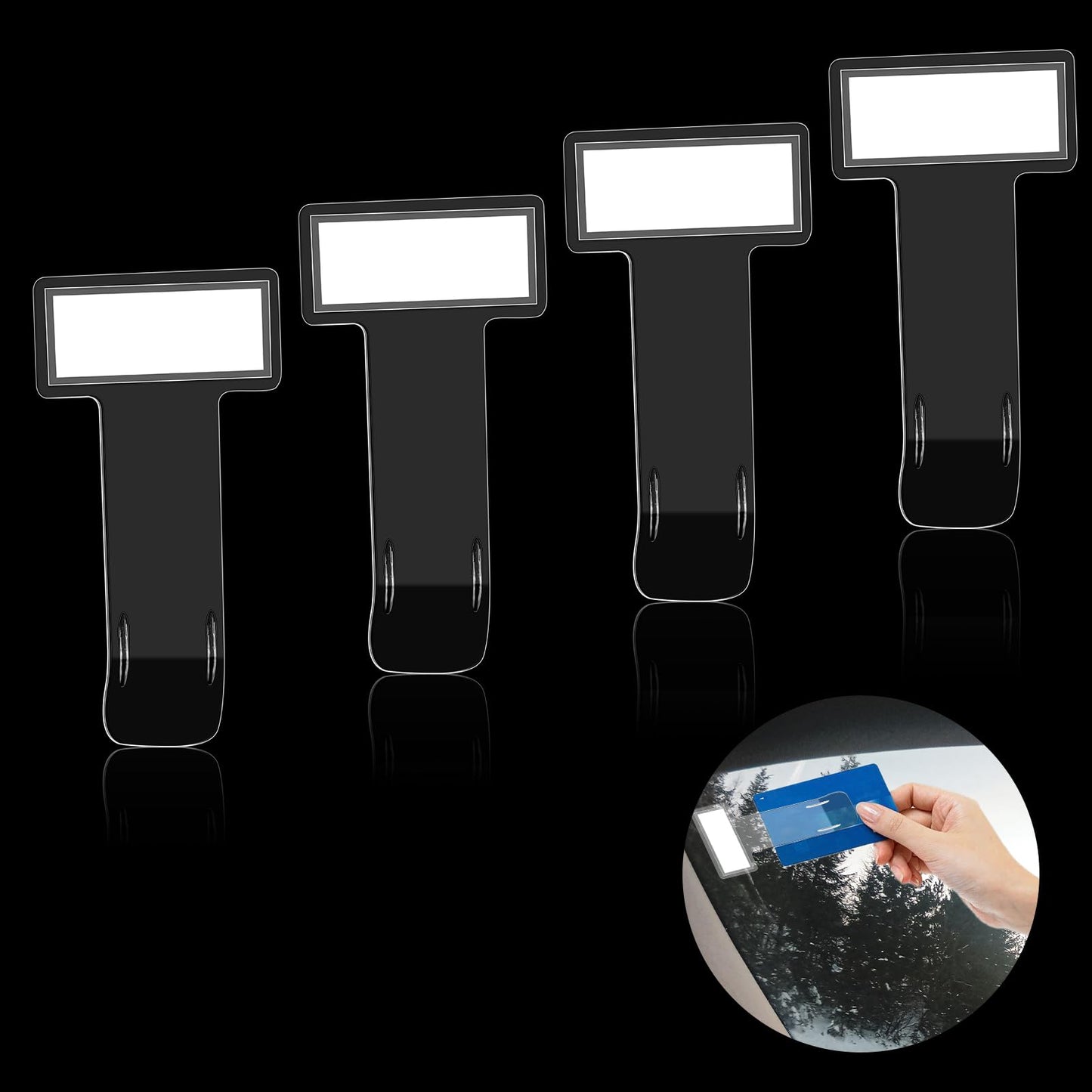 AOZUO 8-Piece Parking Permit Holder Windscreen of the Car, Transparent Car Accessories Clip Ticket Folder, Car Parking Permit Holder Windscreen, Easy Pass Sticker Holder
