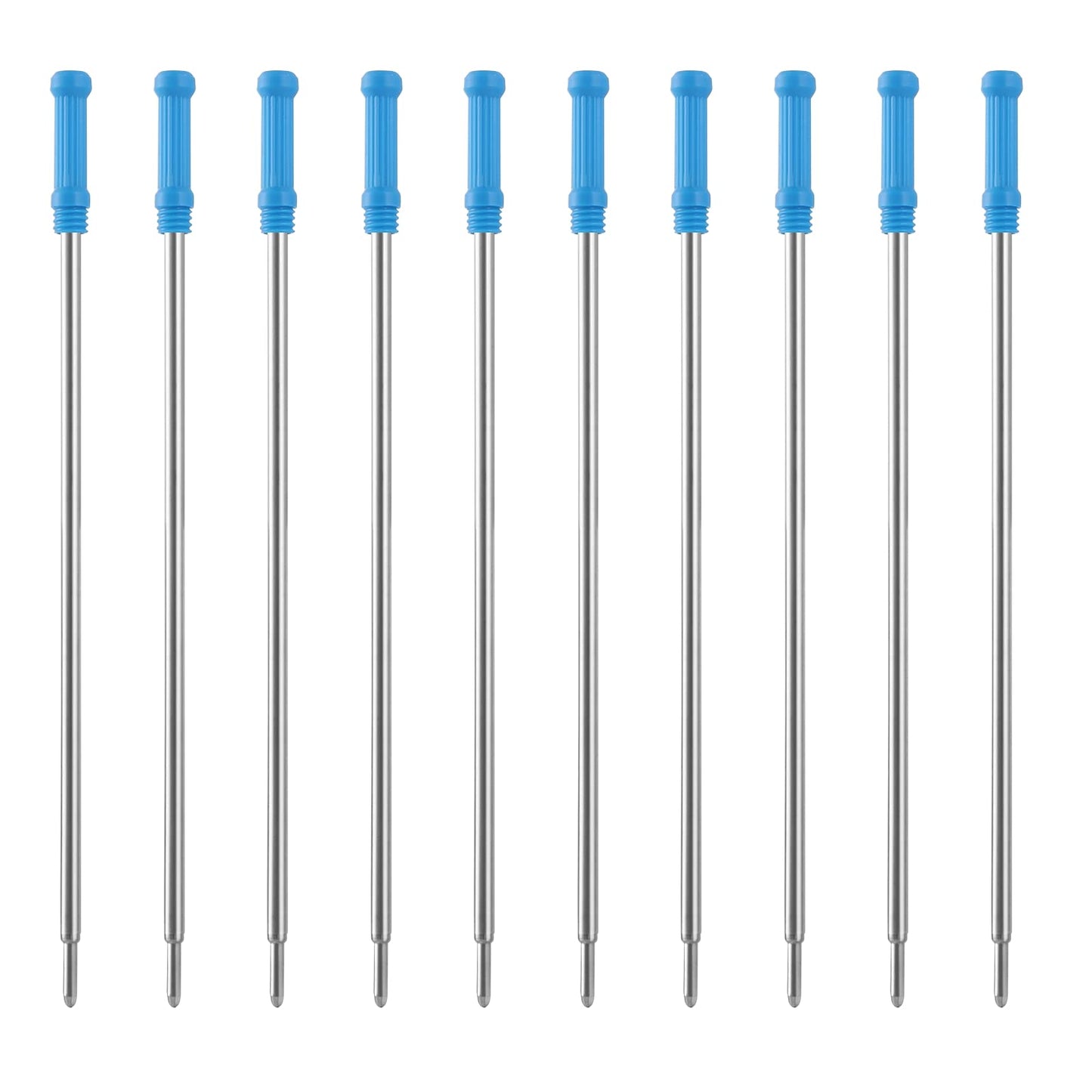 cobee Metal Ballpoint Pen Refills, 10 Pieces Replaceable Ink Pen Refill 1mm Medium Point Pen Refills Ball Points Pen Refills for Office School Supplies (Blue)
