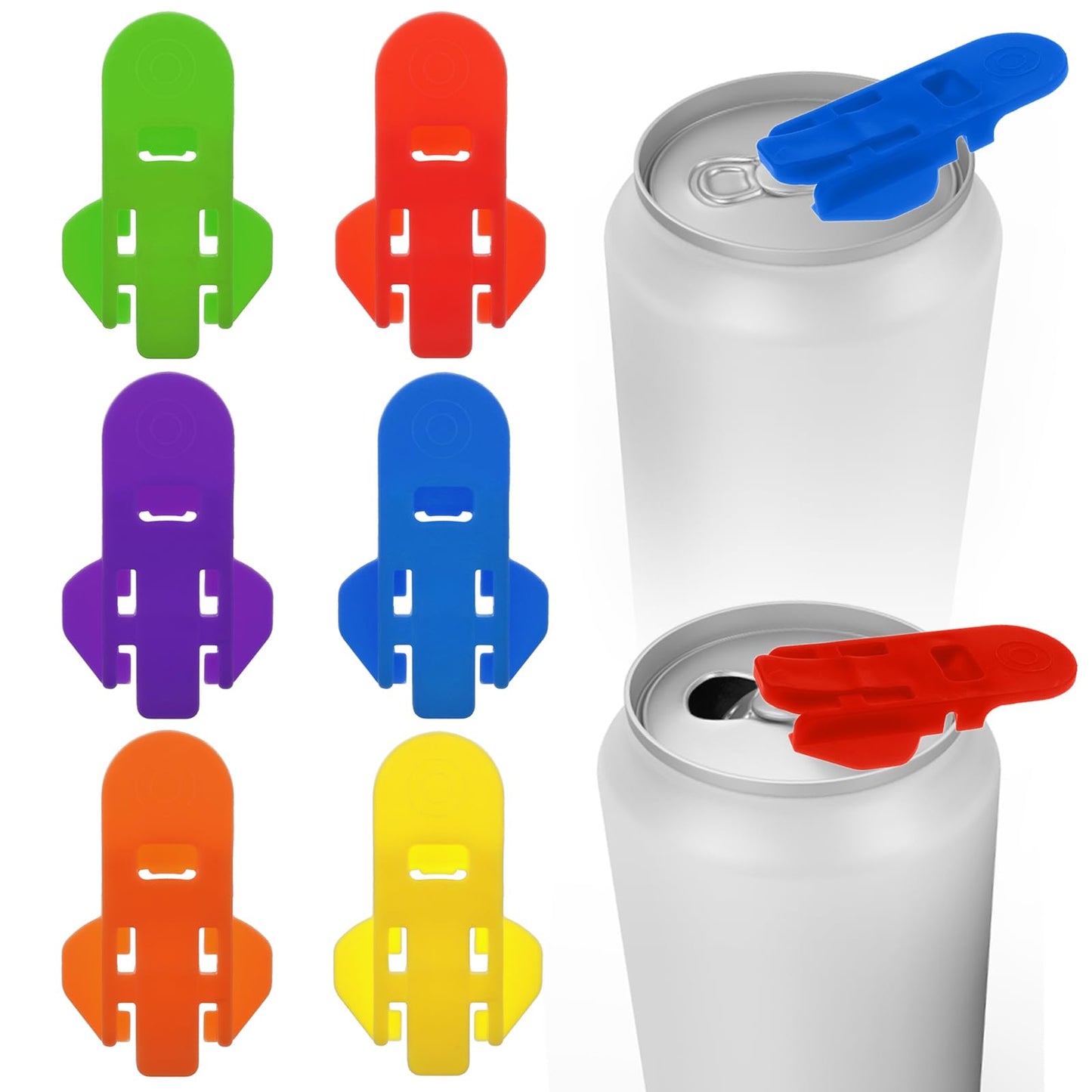 simarro Colorful Manual Easy Can Opener, 6Pcs Soda Beer Can Opener Beverage Can Top Ring Opener Tool Drink Protector Leakproof Can Openers for Soda Beer Coke