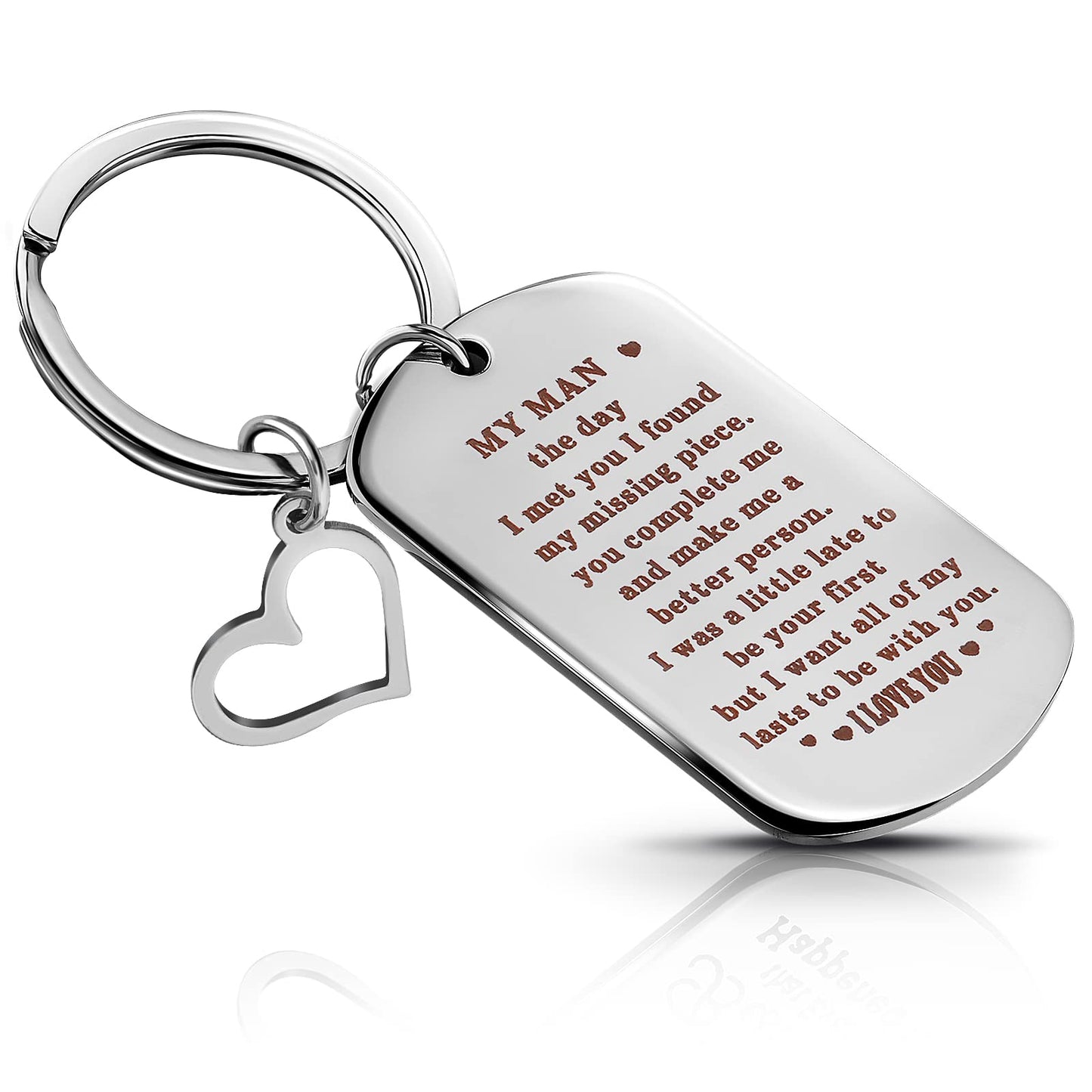 cobee Valentine Gifts Husband Keychain, Boyfriend Anniversary Birthday to My Man, My Man Keyring Gifts for Boyfriend Husband Birthday Anniversary Valentine Day Present for Men, Valentine Day Gifts