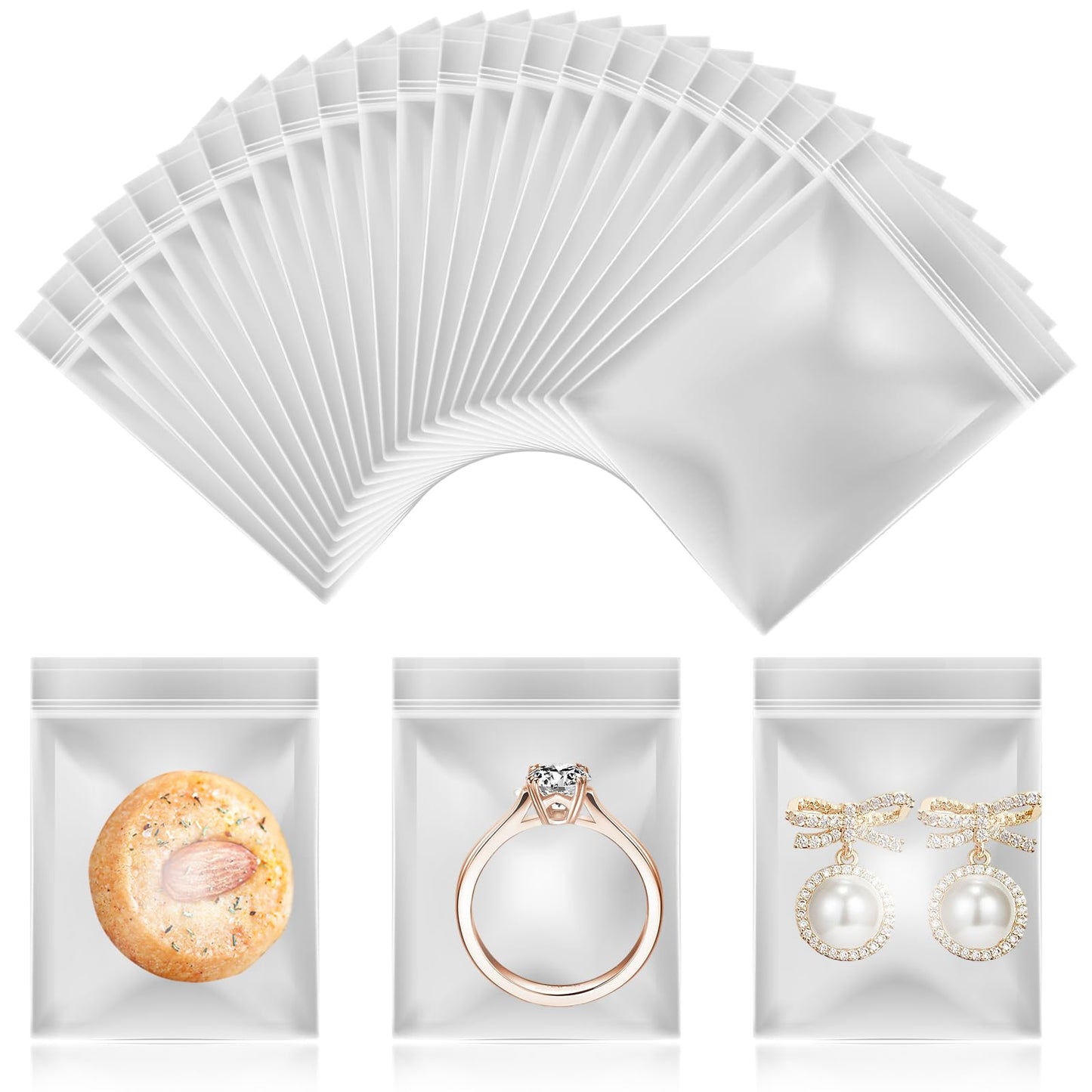Yuanchu Pack of 300 Mini Ziplock Bags, 4 x 6 cm Zip Bags, Small Plastic Bags, Transparent Resealable Plastic Bags for Jewellery, Accessories, Food, Nuts, Sweets, Spices