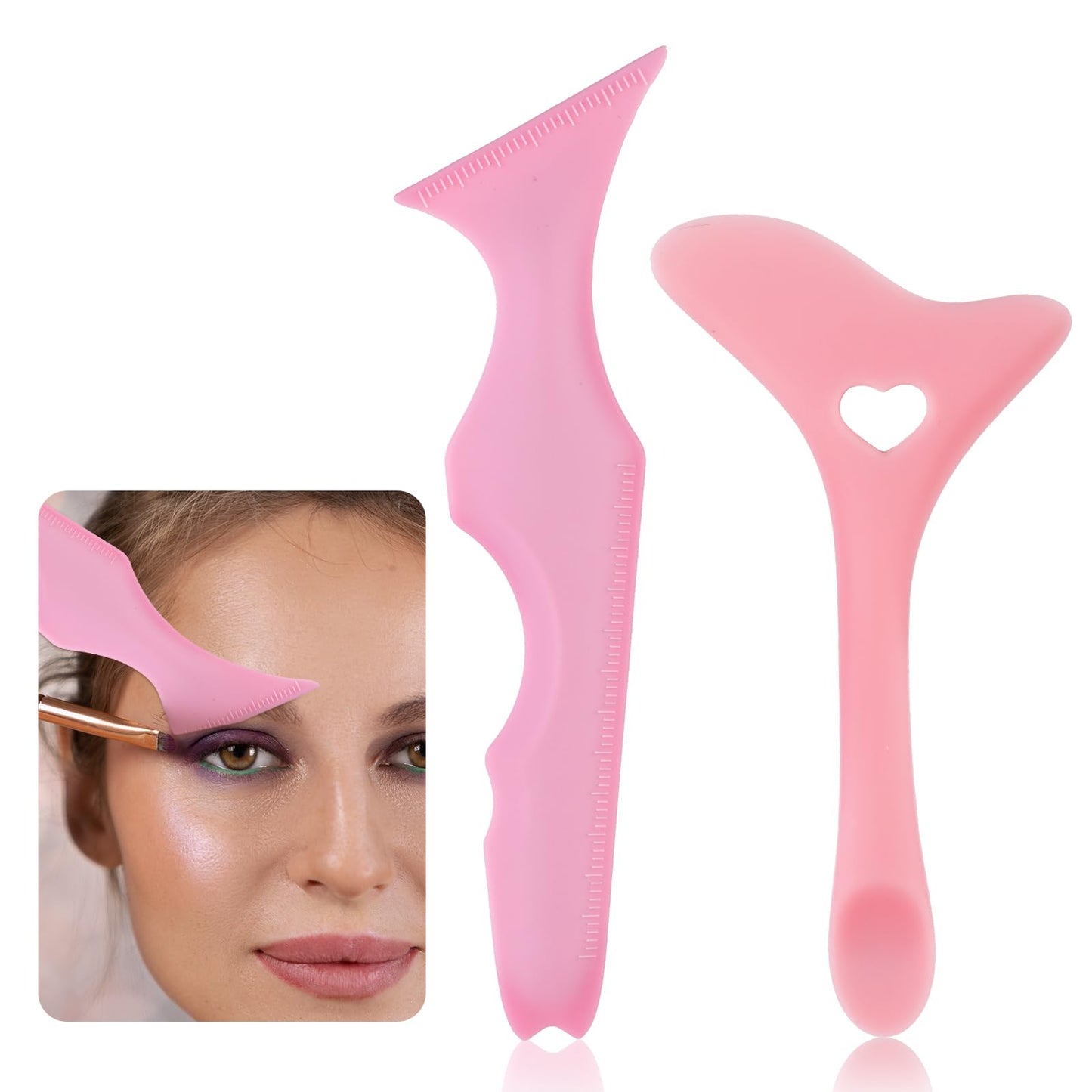 Amabro 2PCS Eyeliner Stencil, Silicone Winged Tip Eyeliner Aid Multifunctional Eye Guide Makeup Tool Kit Reusable Molds Mascara Eyeshadow Lipstick Applicator for Women Beginners