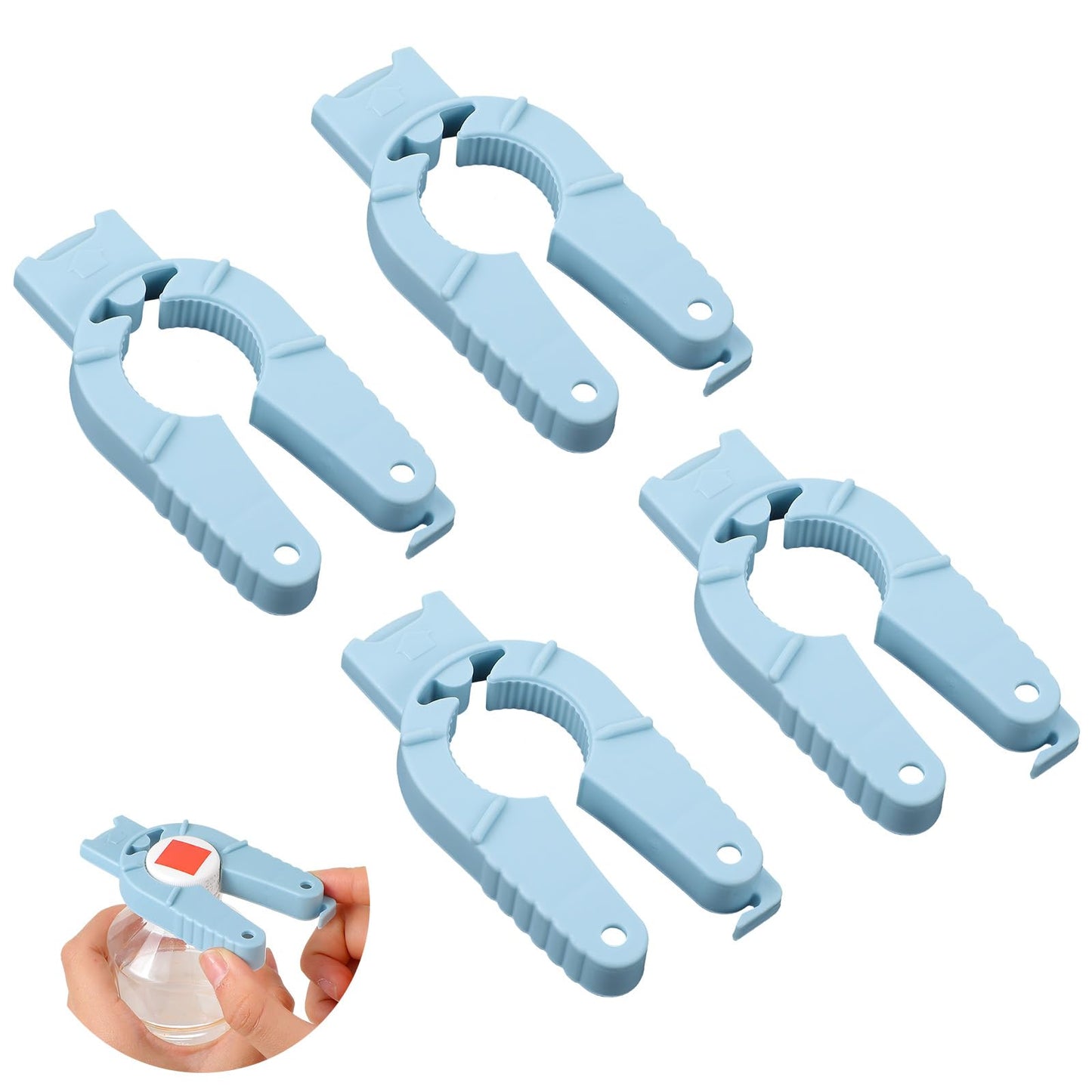 WJIAAA Multifunctional Bottle Opener, Pack of 4, 3-in-1 Plastic Lid Opener, Funny Plastic Bottle Opener, Screw Cap Opener for Seniors, Hand Weakness