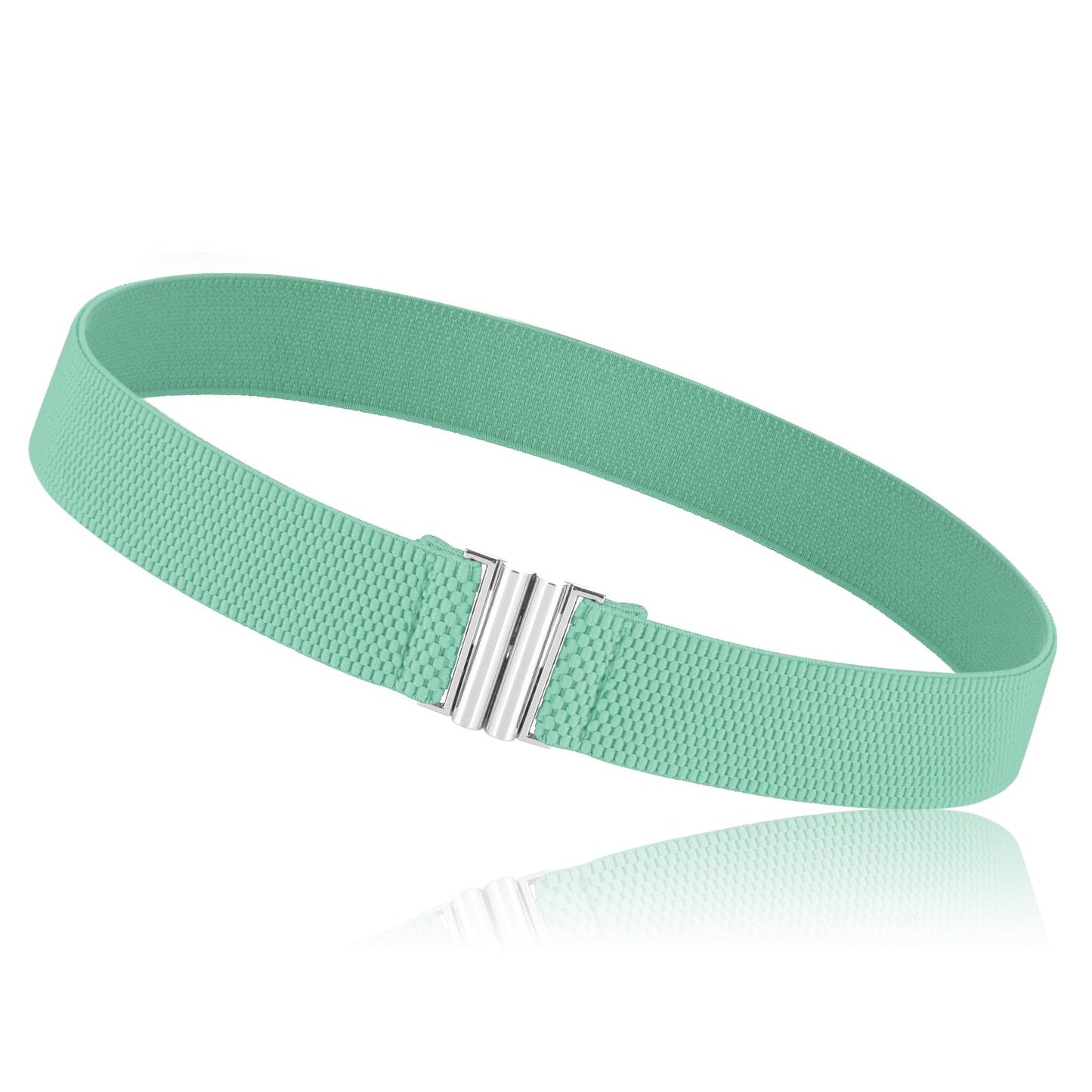 Giantree Invisible Women Adjustable Elastic Belt, Stretch Belt with Metal Flat Buckle Comfortable No Show Belt for Pants Jeans Dresses (Green)