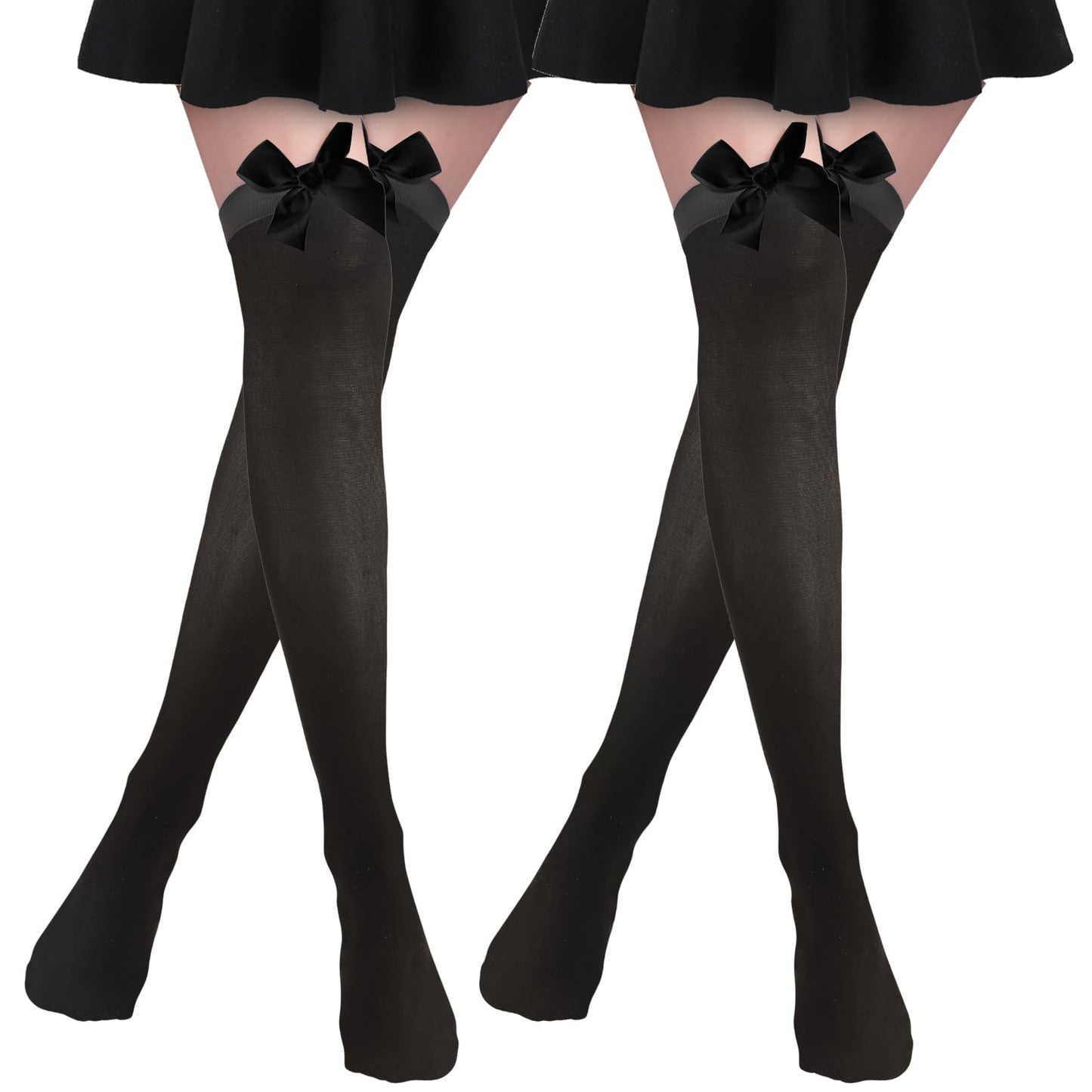 Amaxiu High Bow Stockings 2 Pack (Black)