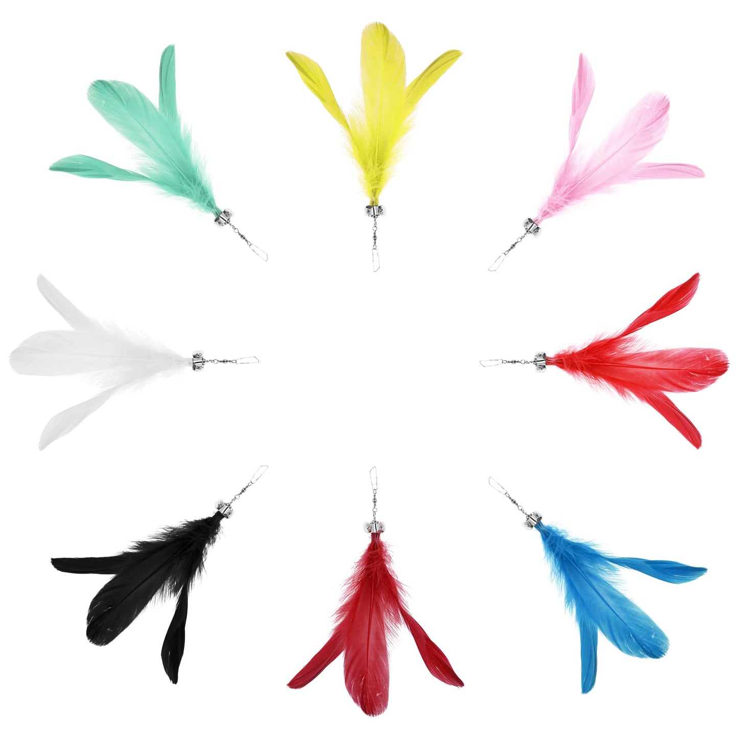 Molain Cat Wand Feather Toy Replacement Refill, Interactive Cat Toys, Kittens Wand Refills Cat Feather Replacement for Indoor Cat 8 Pcs