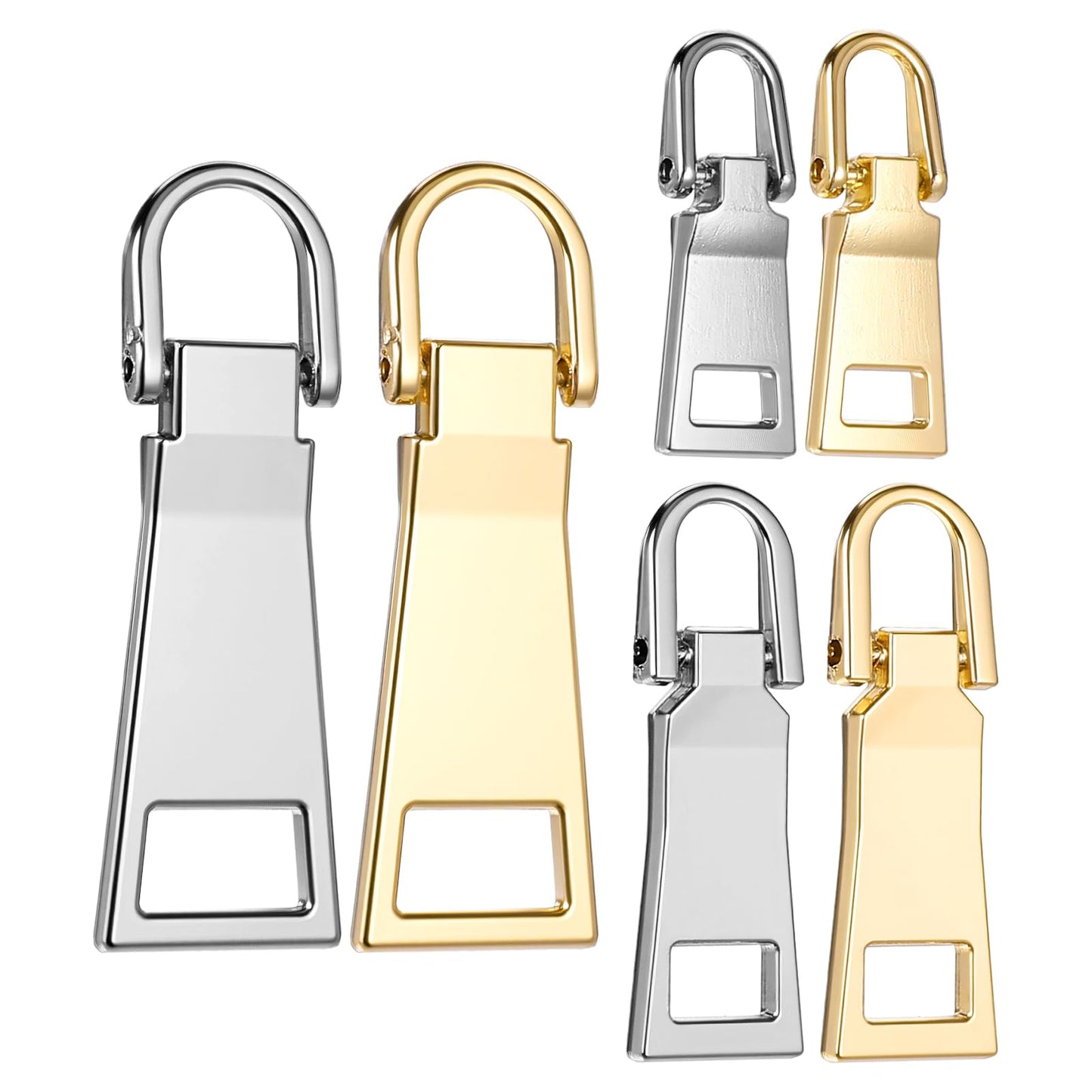 TIESOME 6pcs Zipper Pull Replacement Kit, Repair Zippers Tab Repair for Luggage Zipper Slider Pull Tab Handle Fix Tab Replacement for Luggage Suitcase Bag Backpack Jacket Bags(Gold and Silver)