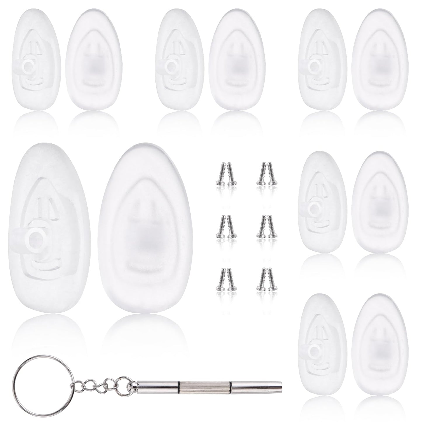 simarro 6 Pairs Eyeglass Nose Pads for Glasses, Silicone Jelly-Like Glasses Nose Pads with Screws Screwdrivers, Fit The Screw-in Mount Type Glasses Nose Pad Replacement