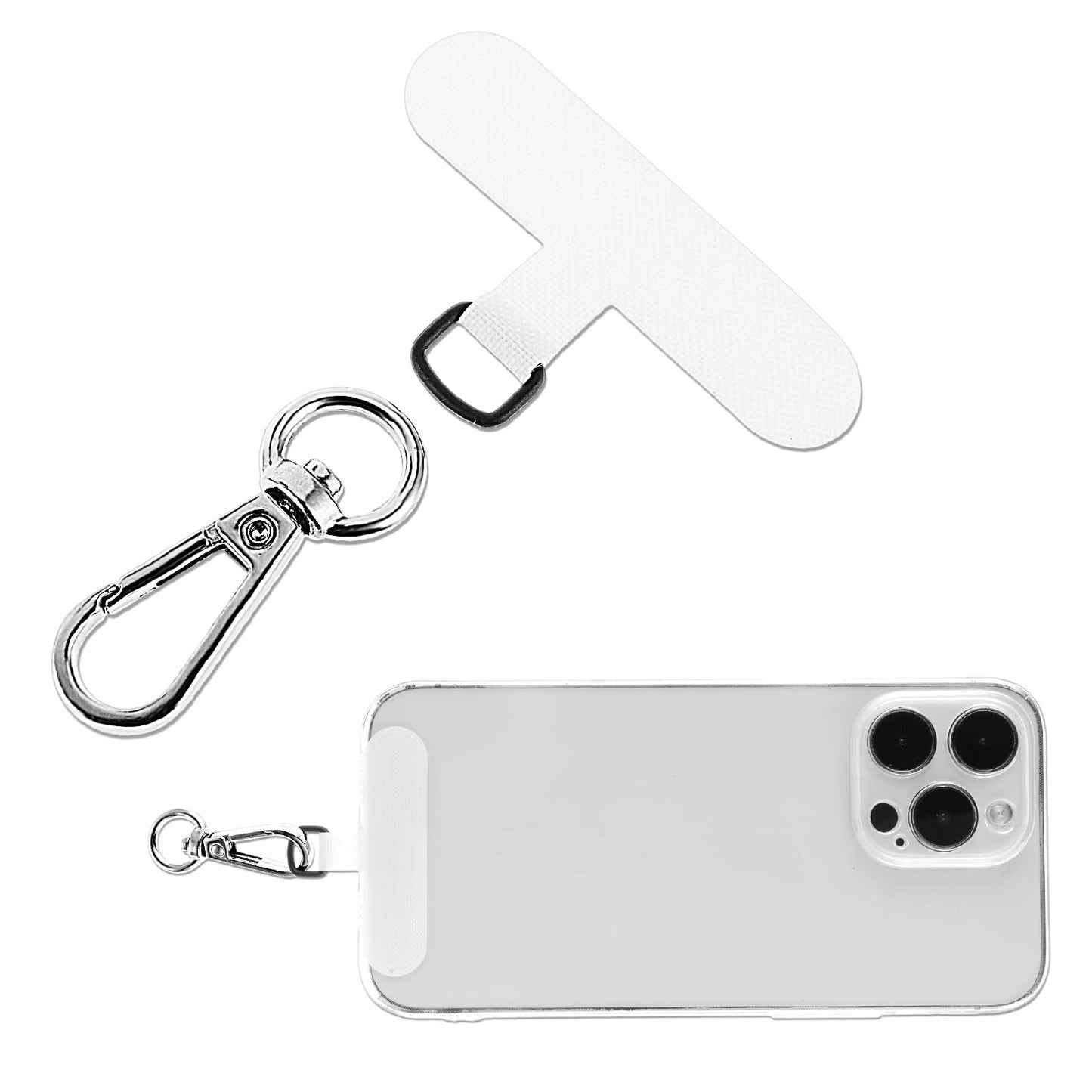 simarro Phone Lanyard Patch Pad with Hanging Buckle, Universal Phone Tether Tabs Phone Lanyard Adapter Phone Lanyard Patches for Safety Drop Protection Compatible with Most Smartphones(White)