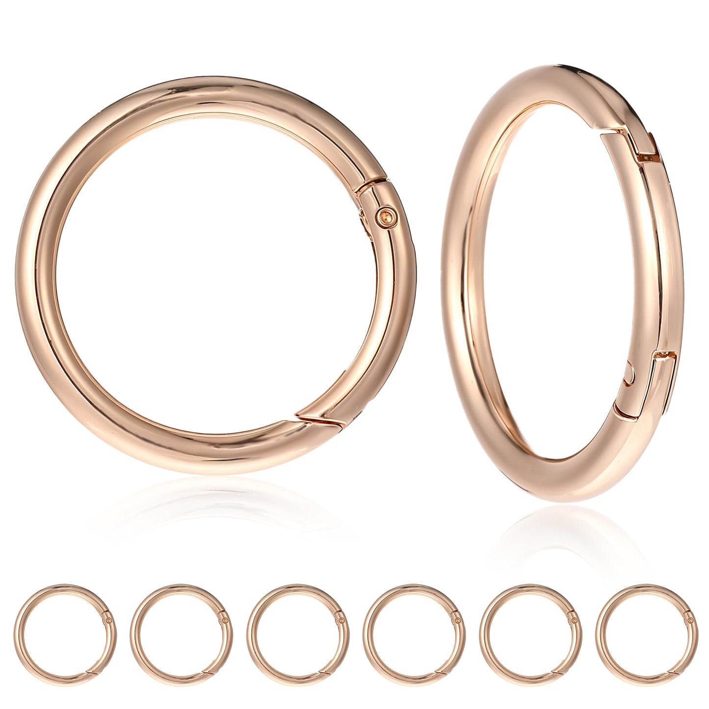 Yuanchu 6Pcs Trigger Metal Spring O Rings, Round Keychain Ring Carabiner Clip Snap Flat Trigger Spring for Keyrings Buckle Handbag Purses Craft Making