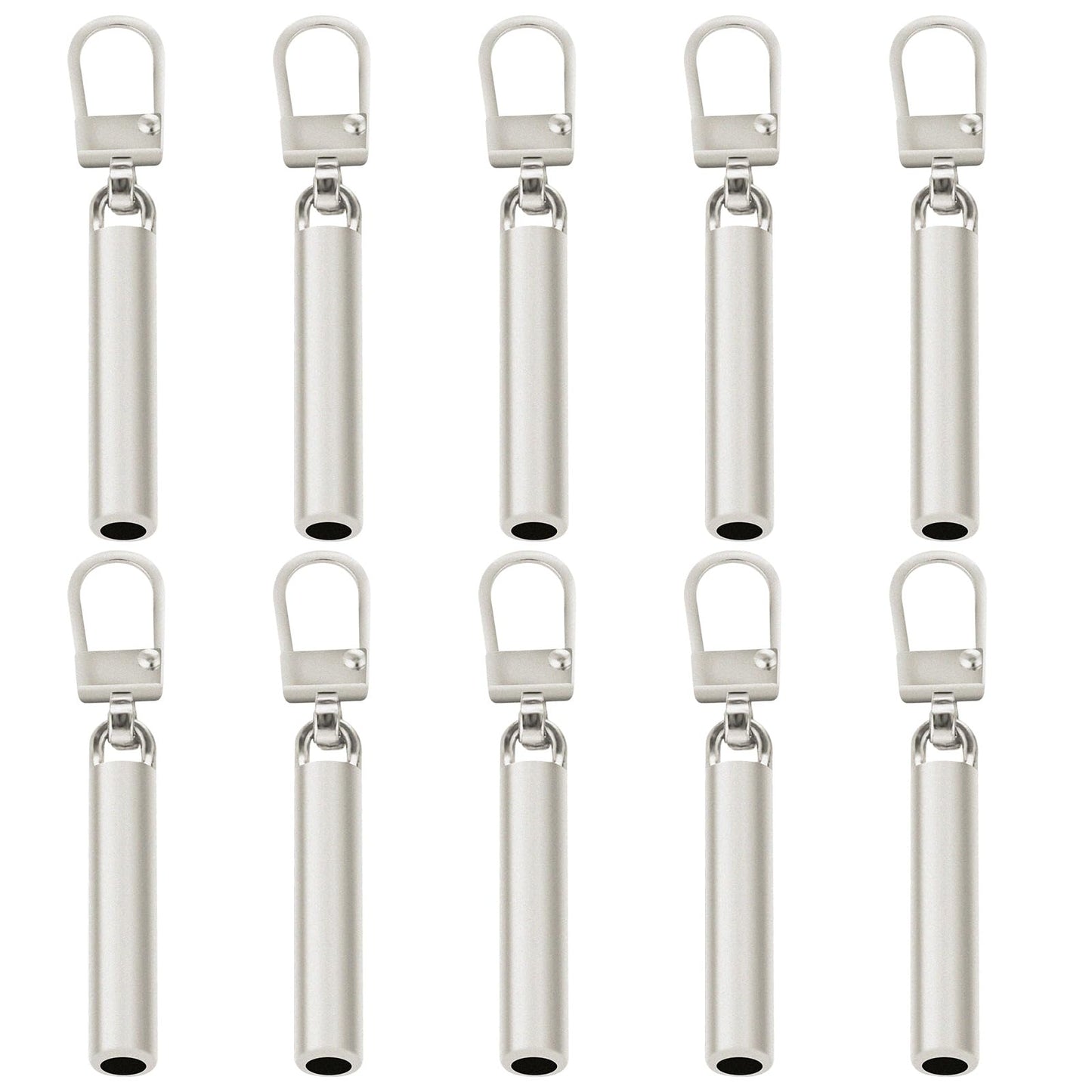 simarro 10 Pcs Zipper Pull Replacement, Detachable Zipper Repair Kit Zipper Head, Upgraded Heavy Duty Zipper Repair for Clothing Jackets Boots Purse Luggage (Silver)